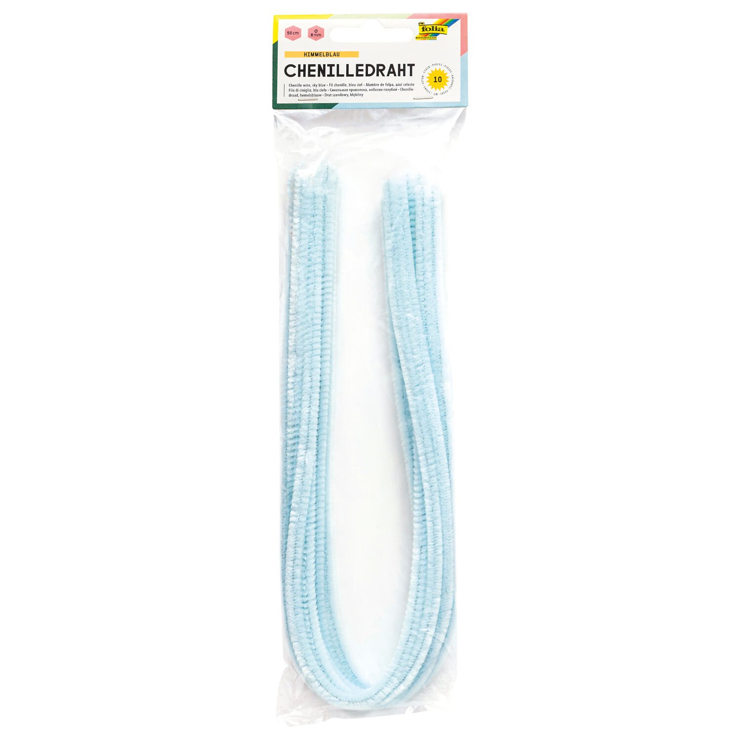 Chenilledraht / Pfeifenputzer / Biegepl�sch 10 Stk. 8 mm, himmelblau