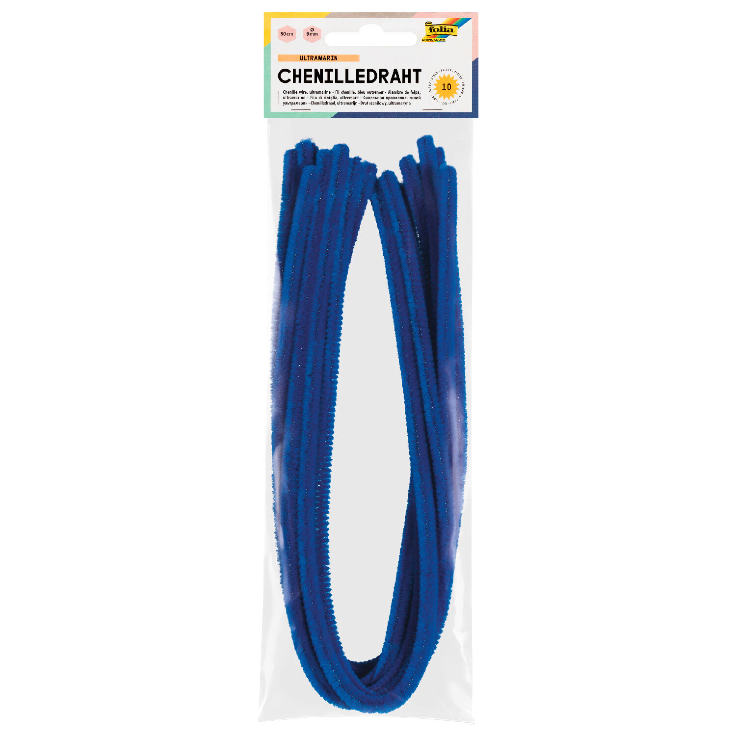 Chenilledraht / Pfeifenputzer / Biegepl�sch 10 Stk. St�rke 8 mm, ultramarin