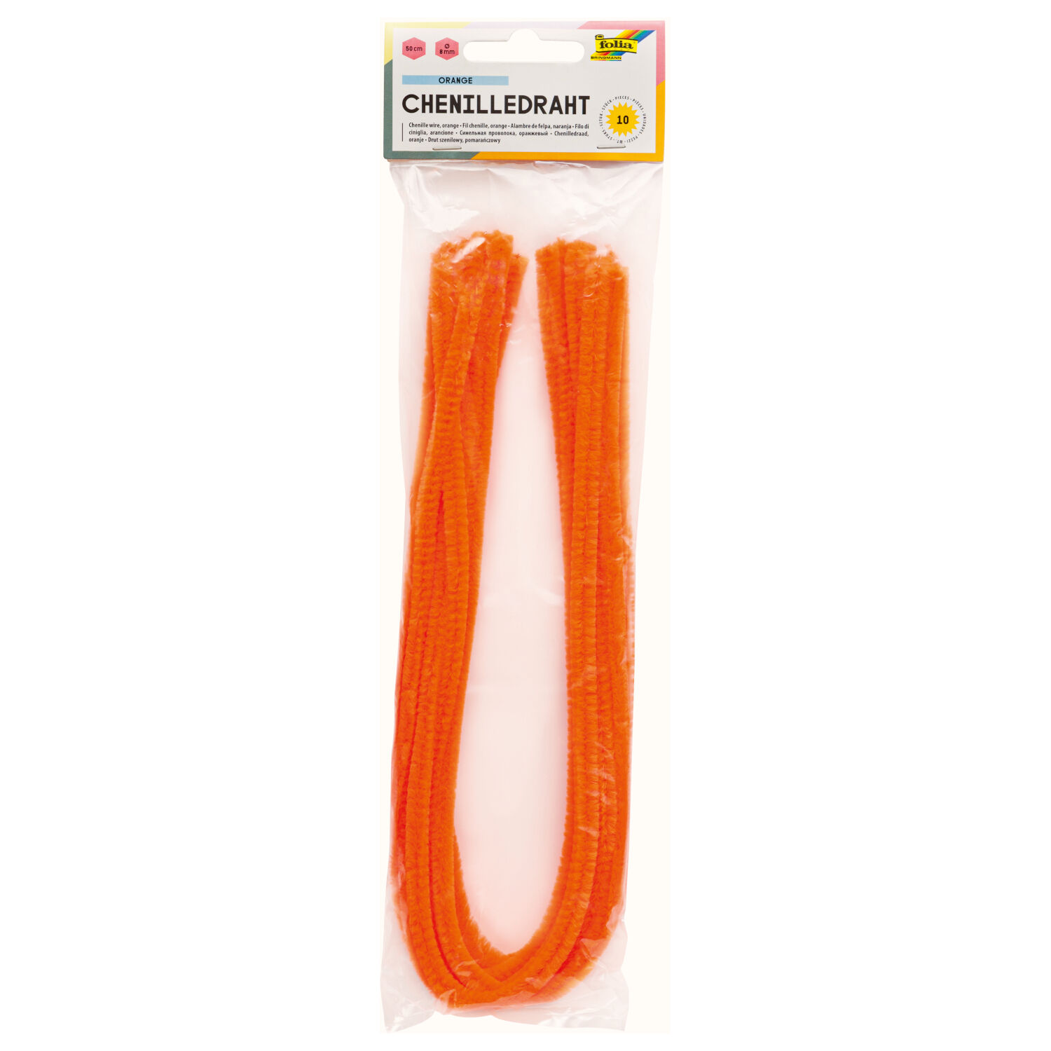 Chenilledraht / Pfeifenputzer / Biegepl�sch 10 Stk.St�rke 8 mm, orange