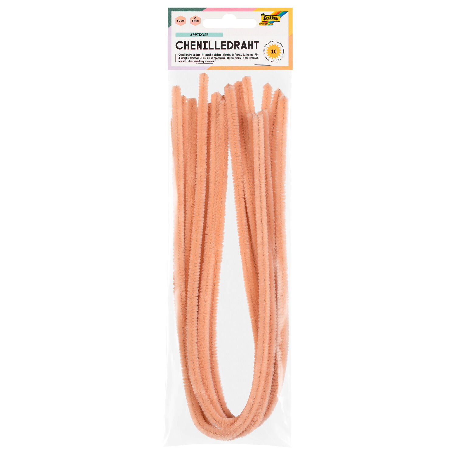 Chenilledraht / Pfeifenputzer / Biegepl�sch 10 Stk. St�rke 8mm, Aprikose