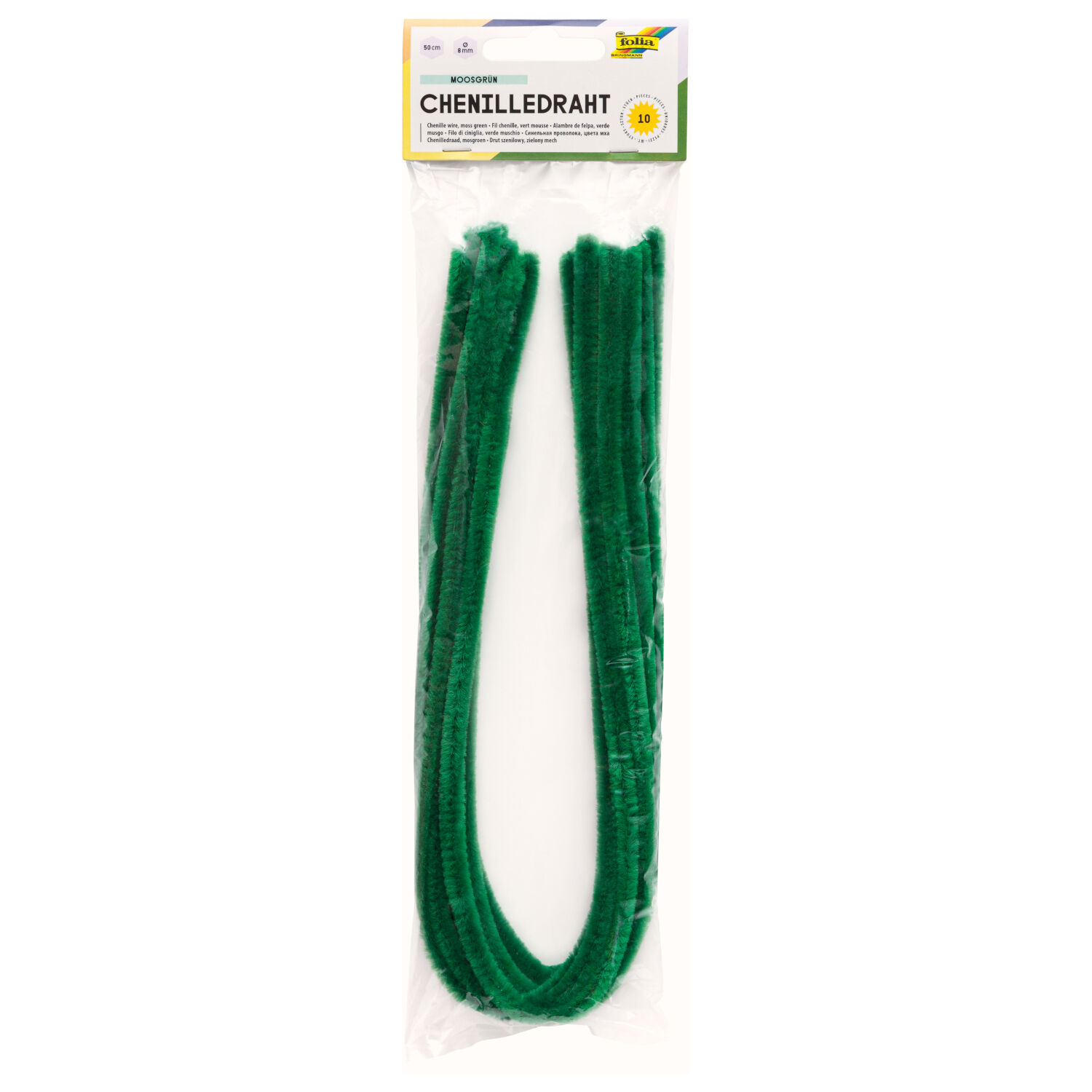 Chenilledraht / Pfeifenputzer / Biegepl�sch 10 Stk. St�rke 8 mm, moosgr�n