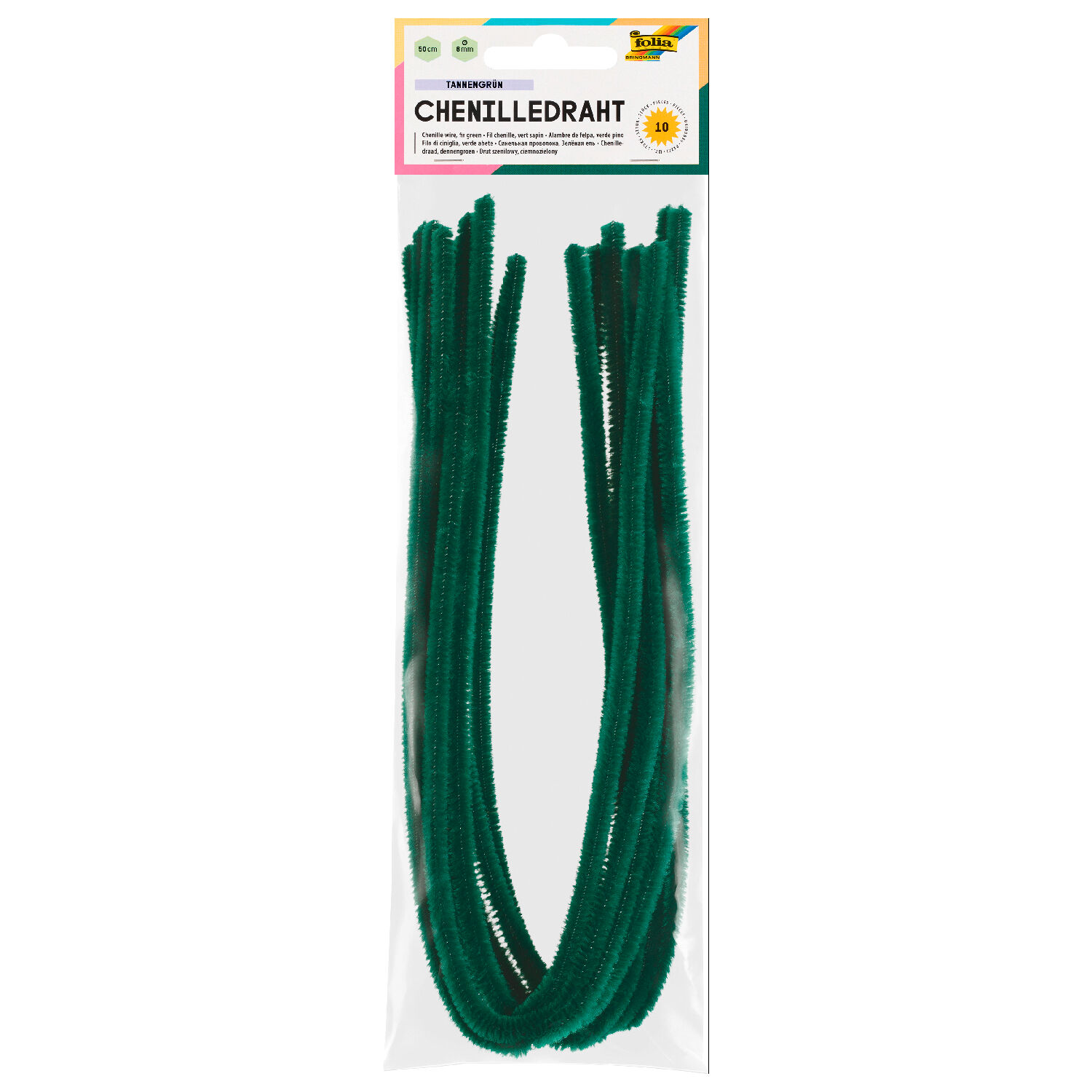 Chenilledraht / Pfeifenputzer / Biegepl�sch 10 Stk. St�rke 8mm, tannengr�n