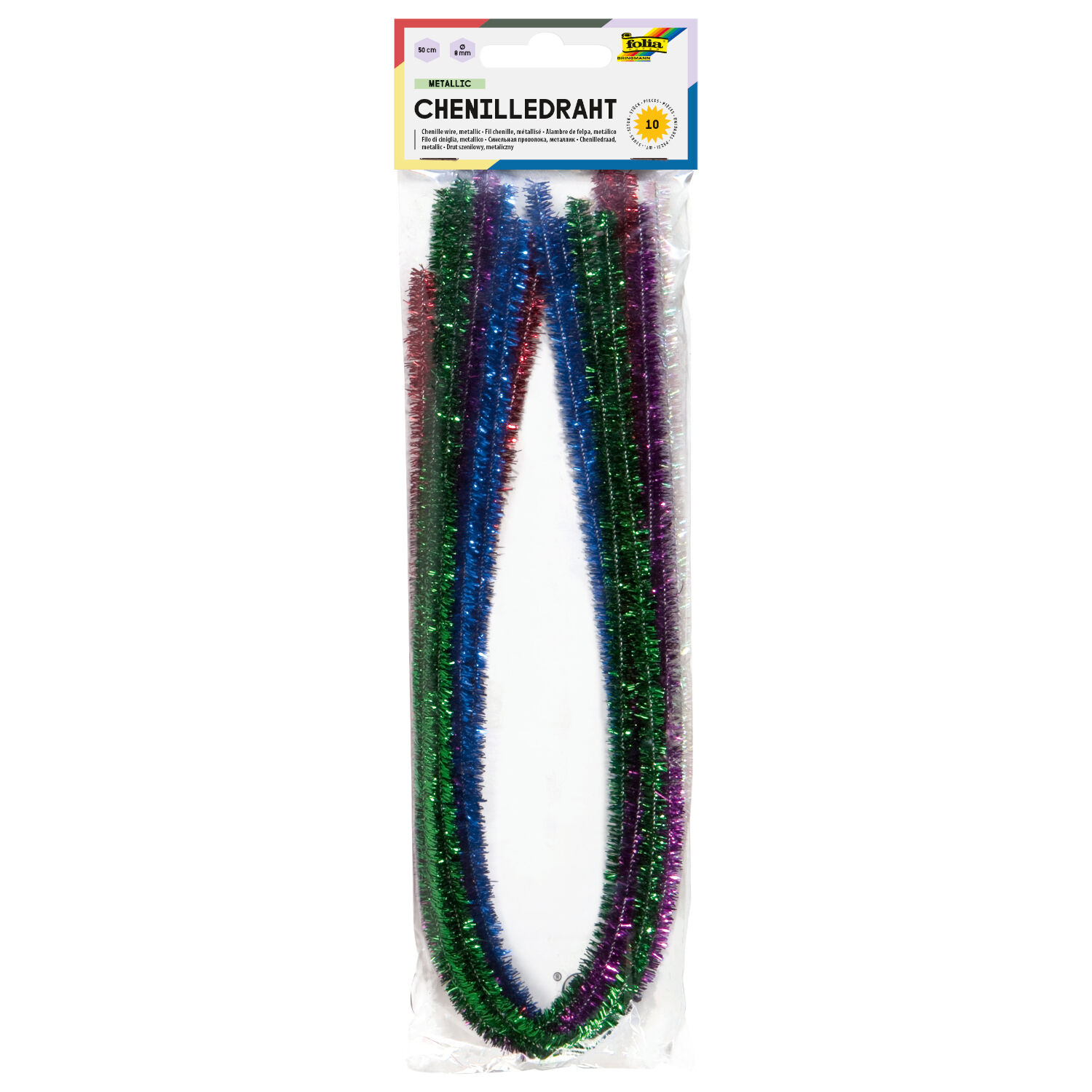 Chenilledraht / Pfeifenputzer / Biegepl�sch Metallic Sortiment, 8mm, 10 St�ck