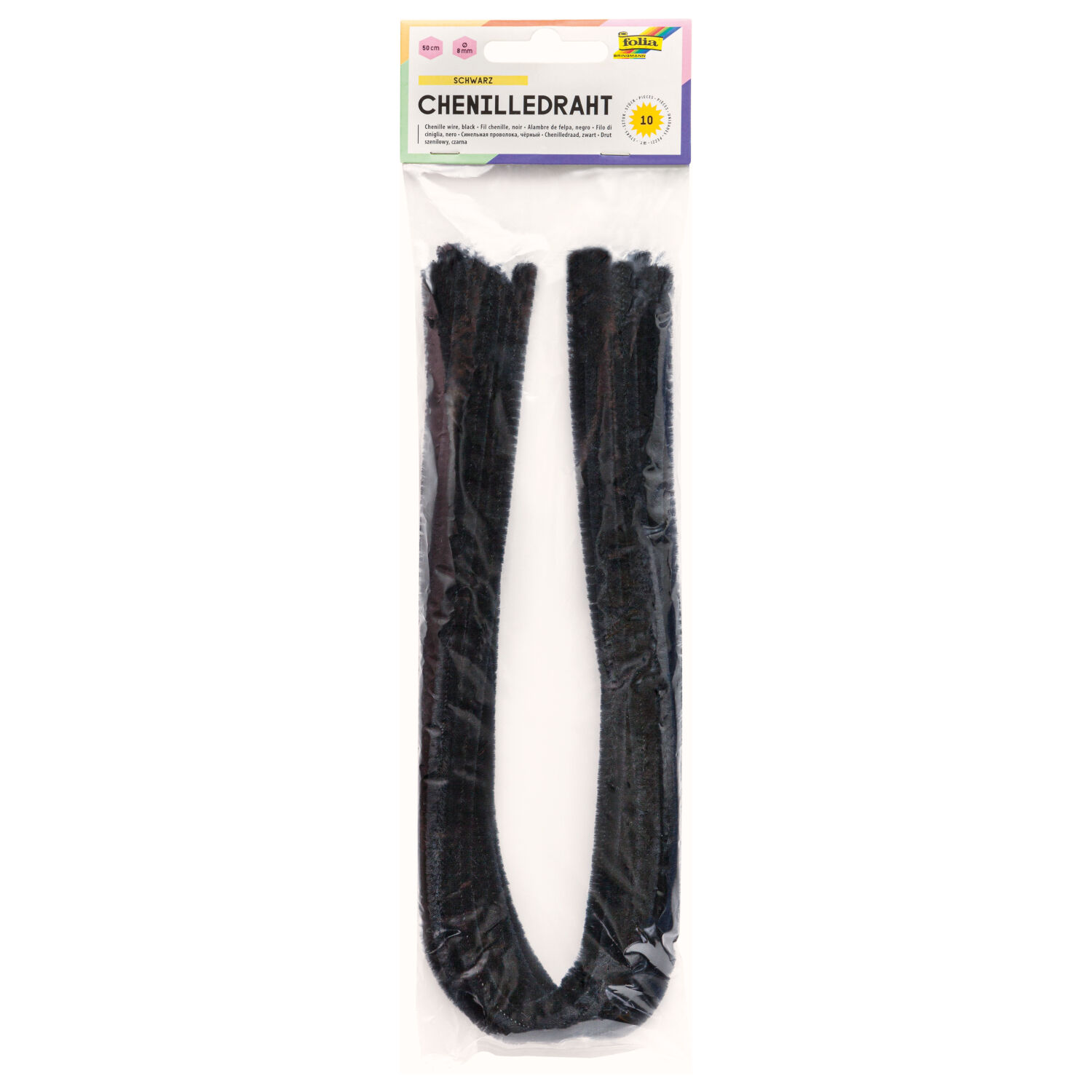 Chenilledraht / Pfeifenputzer / Biegepl�sch 10 Stk. St�rke 8mm, schwarz
