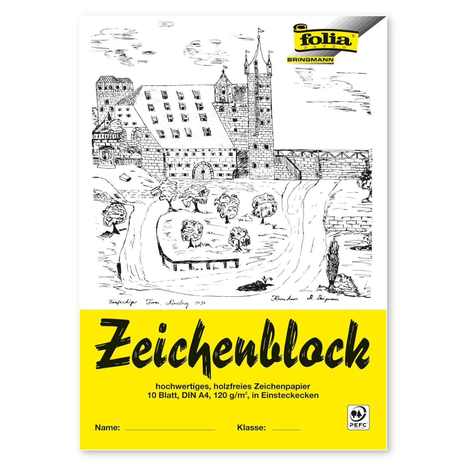 Zeichenblock DIN A4 mit Leinen, 10 Blatt, 120g/m�