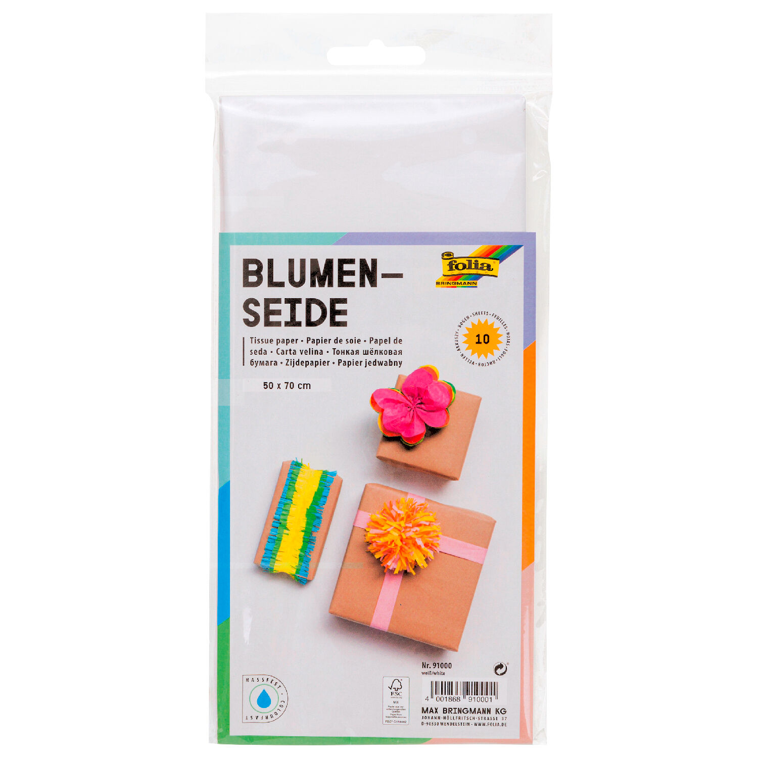 Blumenseide, 10 Bogen, 50x70 cm, Wei�