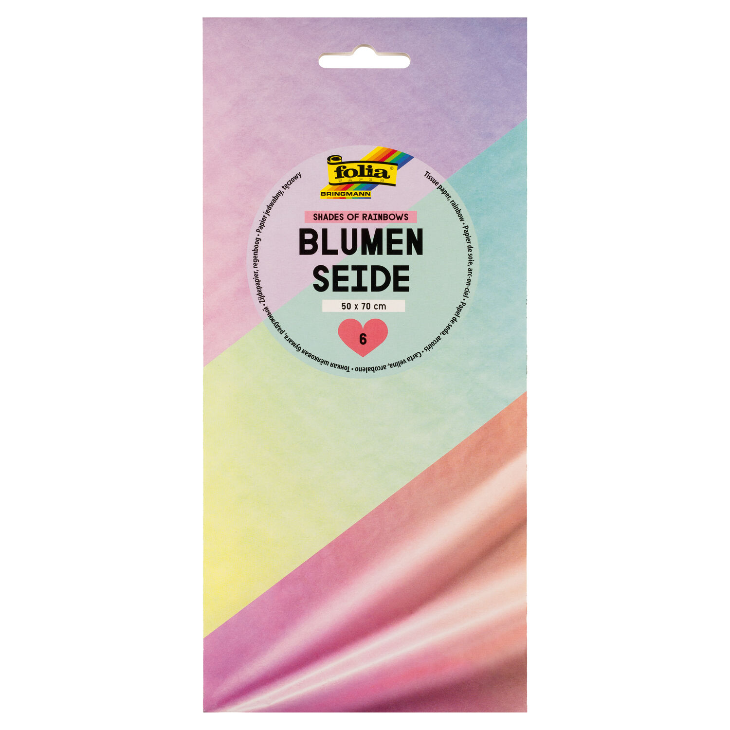 NEU Blumenseide Regenbogenverlauf, 6 Bogen 50x70cm, in 3 Farbverl�ufen sortiert