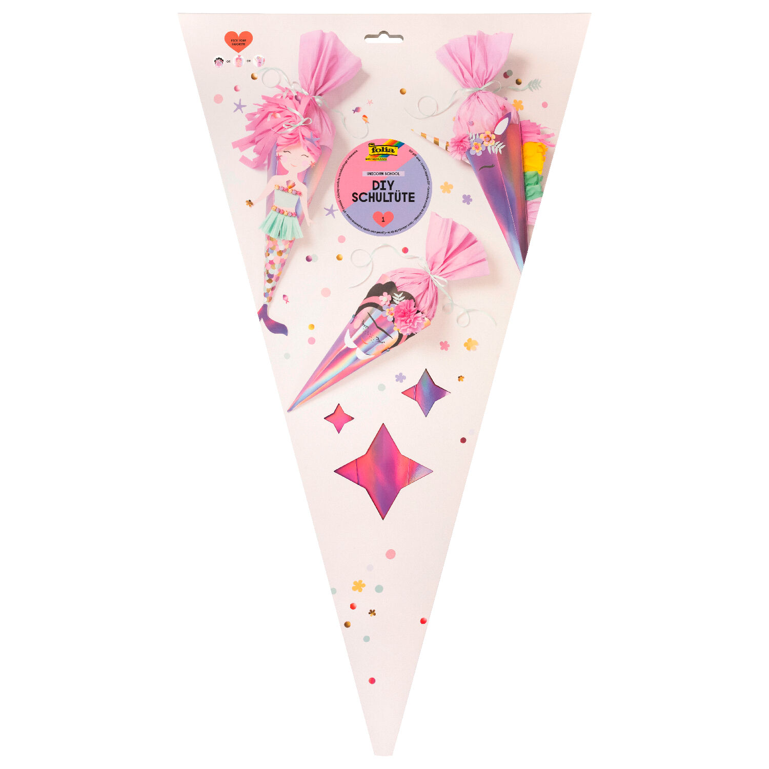 Schult�ten-Bastelset Einhorn, irisierend pink, inkl. Zubeh�r & Anleitung