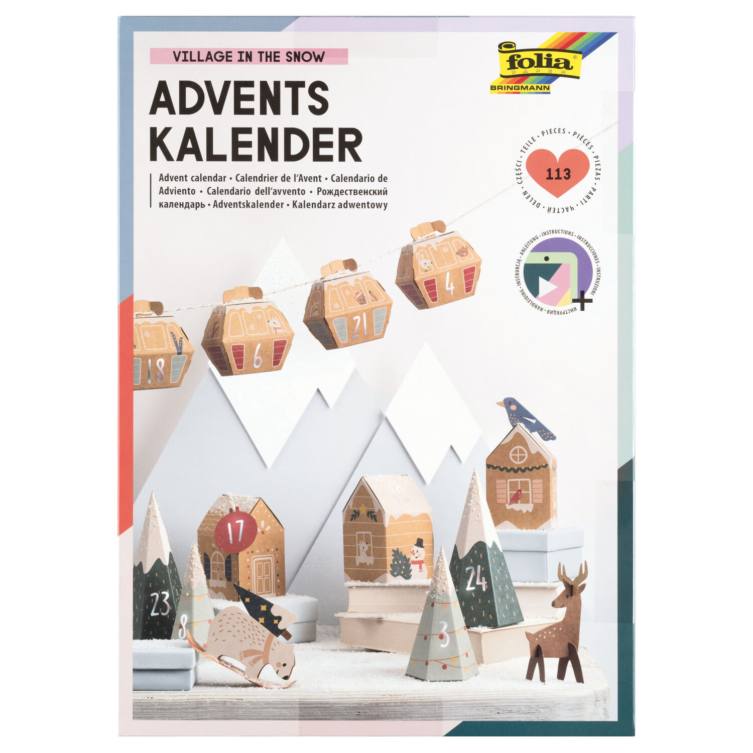 NEU Adventskalender Bastelset, Village in the Snow, 24 Schachteln + Zubeh�r