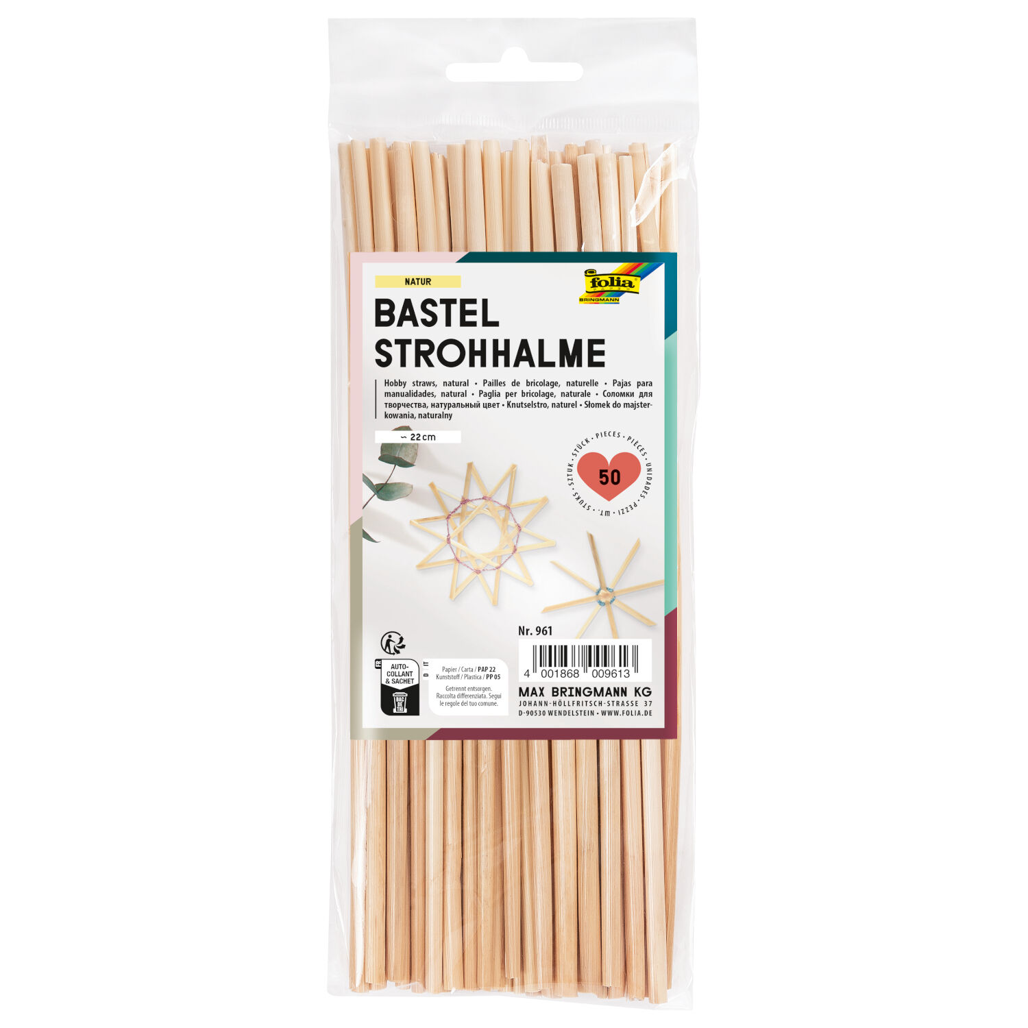 Strohhalme, Naturfarben, 50 St�ck, 22 cm