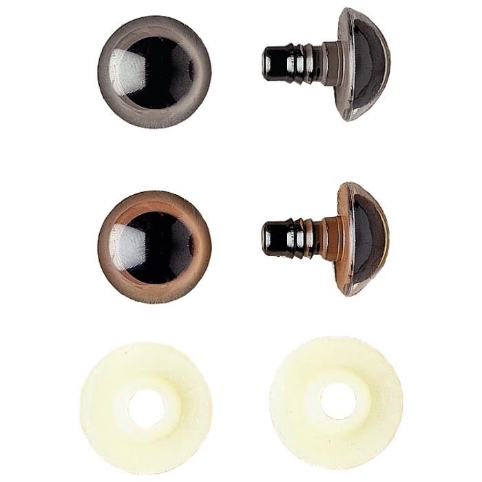 B�renaugen, Kunststoff, 18mm, 2 St�ck, braun