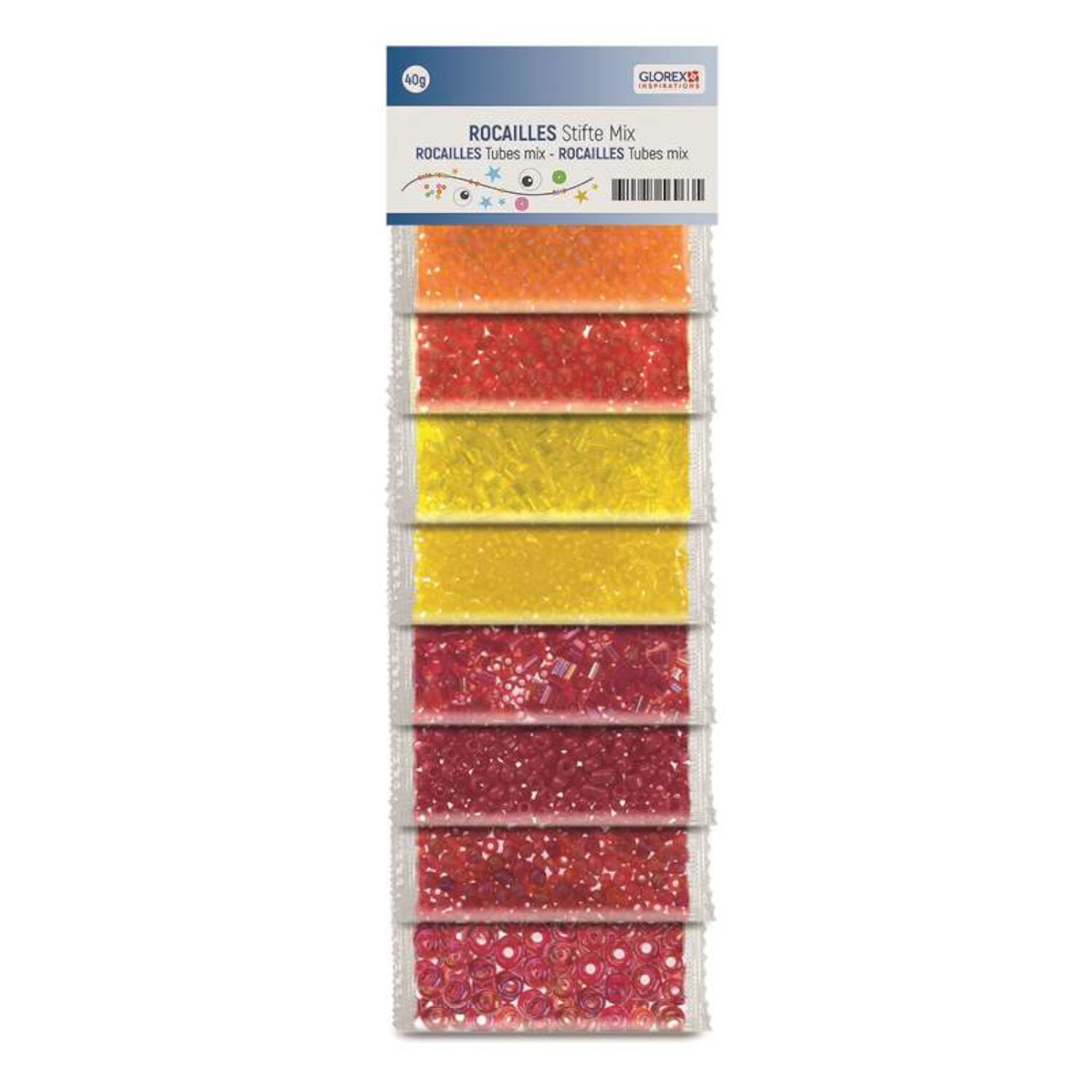 NEU Rocailles/Stifte Perlen-Mix, 40 g, Orange/Gelb/Rot-T�ne