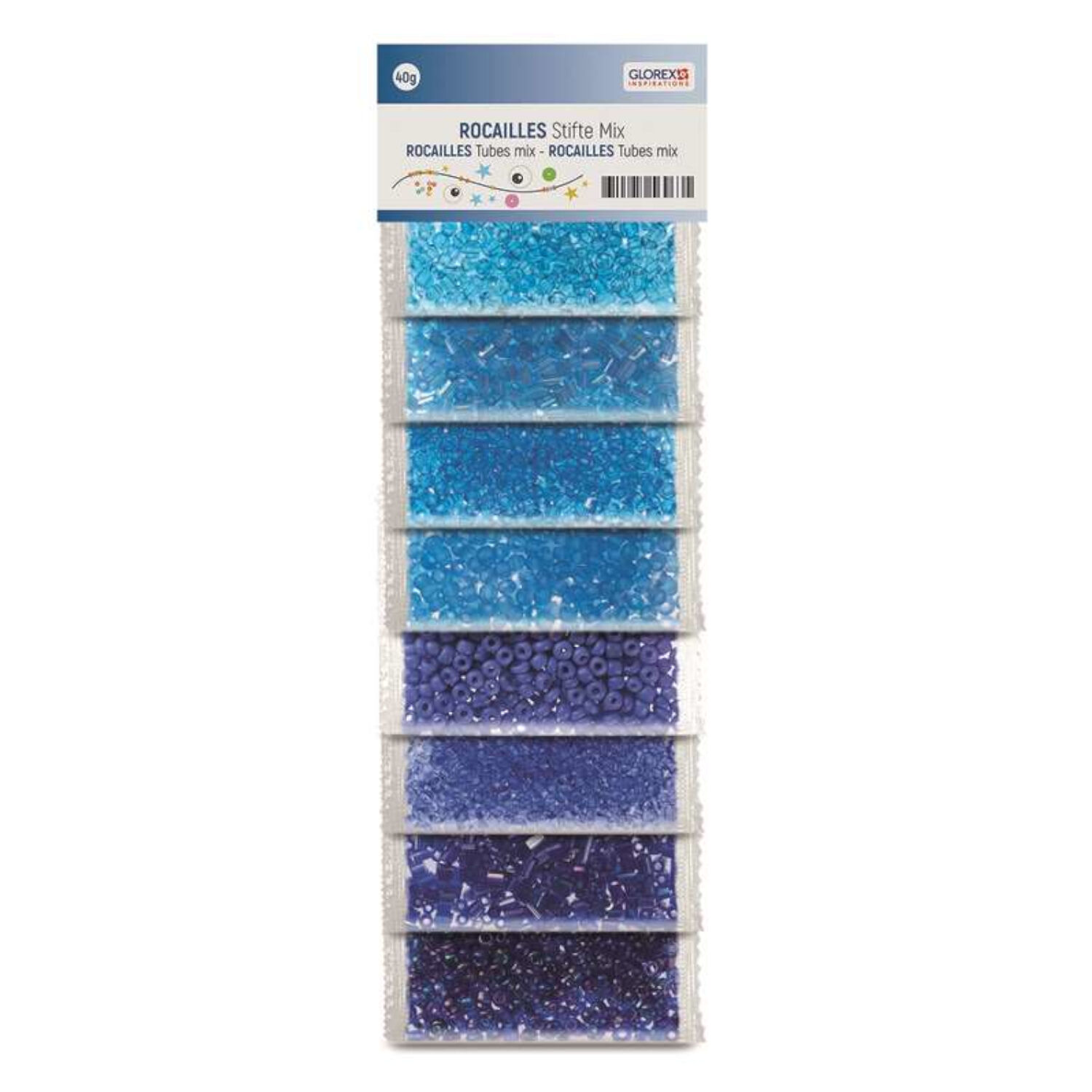 NEU Rocailles/Stifte Perlen-Mix, 40 g, Blaut�ne in 8 Farben