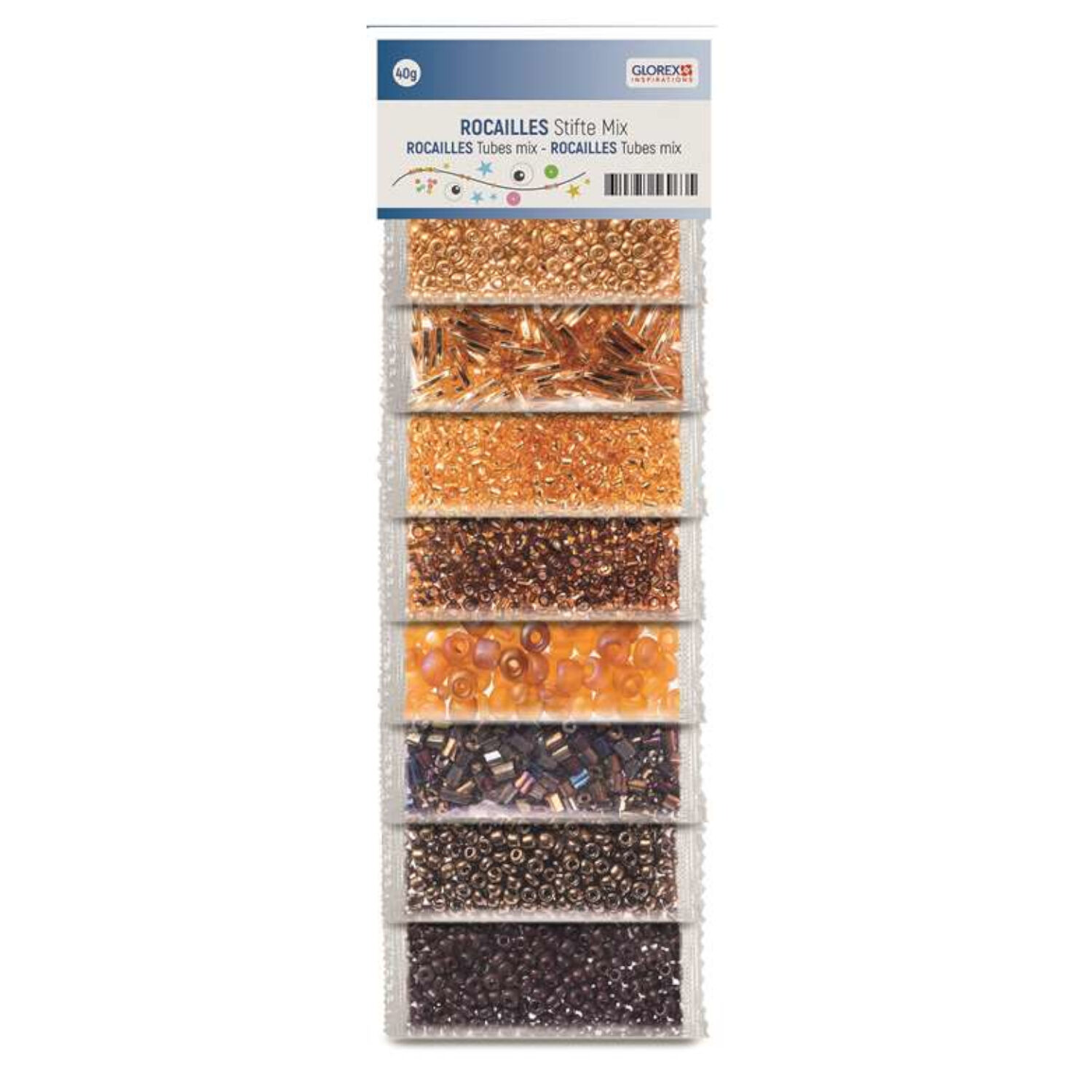 NEU Rocailles/Stifte Perlen-Mix, 40 g, Braunt�ne in 8 Farben