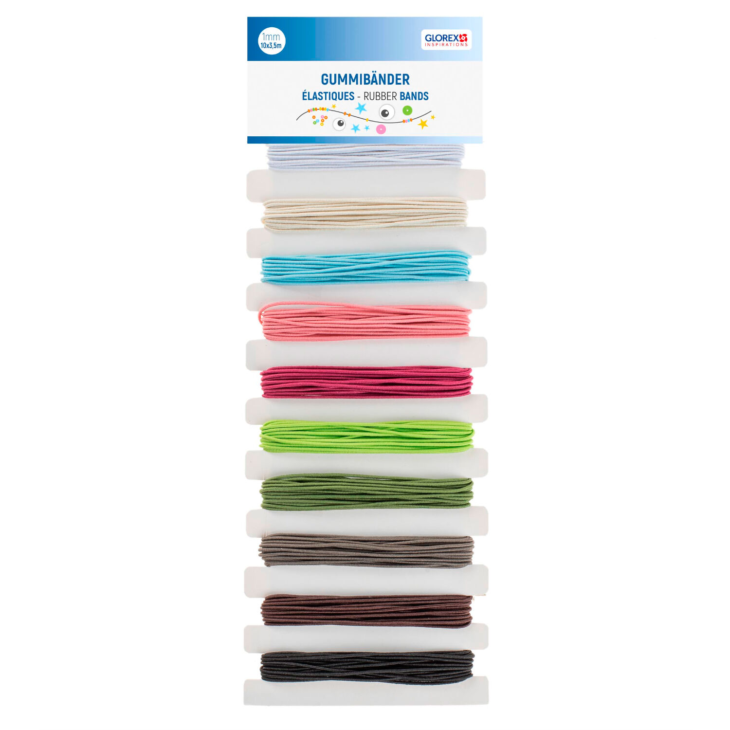 NEU Gummib�nder-Set, 10 x 3,5 m, in 10 Farben