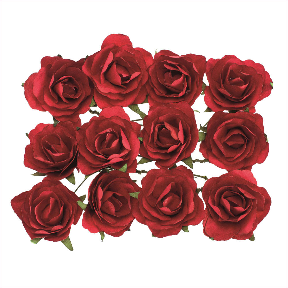 Glorex R�schen mit Draht, 30 mm, 12 St�ck, Rot