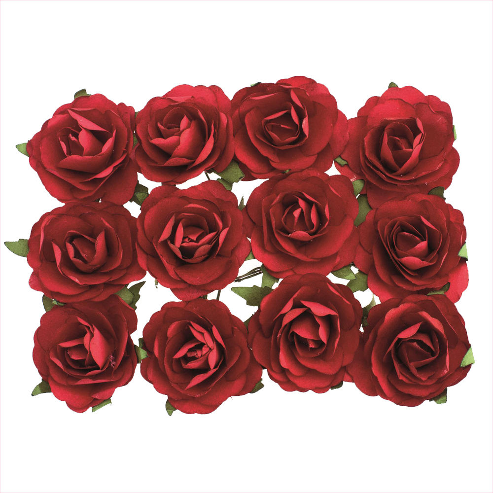 Glorex R�schen mit Draht, 40 mm, 12 St�ck, Rot
