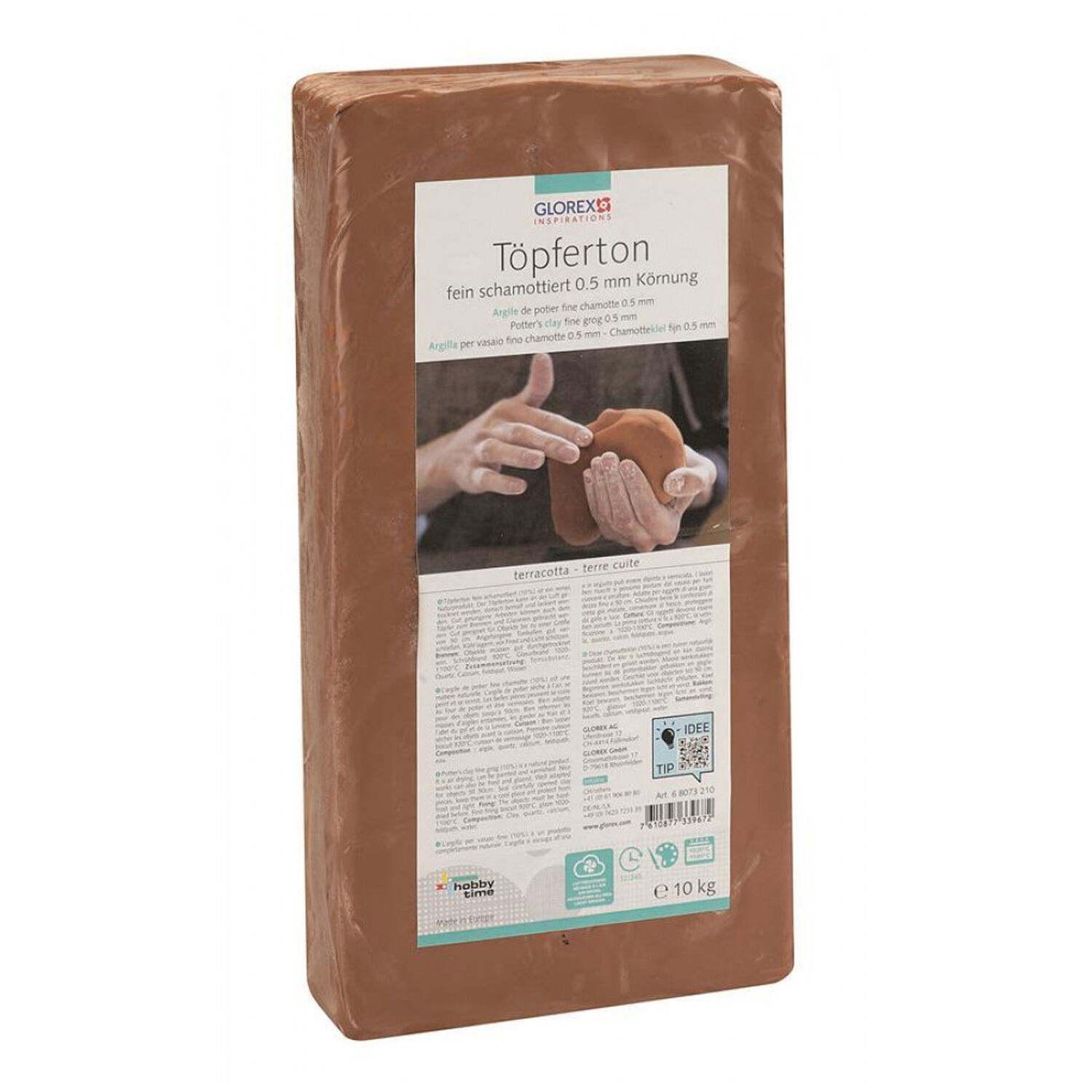 Glorex T�pferton schamottiert, 10kg, terracotta