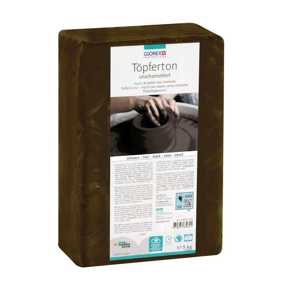 Glorex T�pferton unschamottiert 5kg schwarz