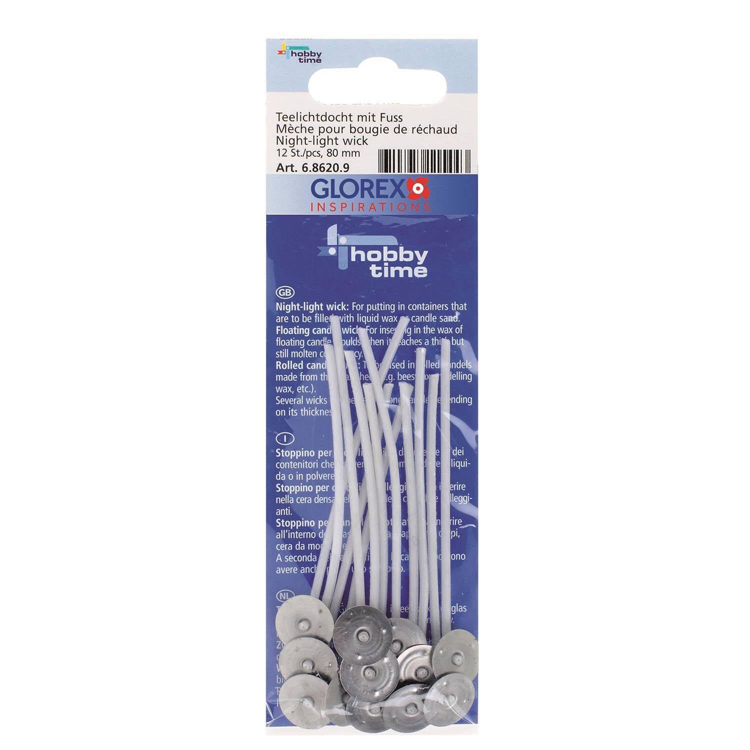 NEU Gewachste Dochte mit Metallfu�, L�nge 80mm, 12 St�ck