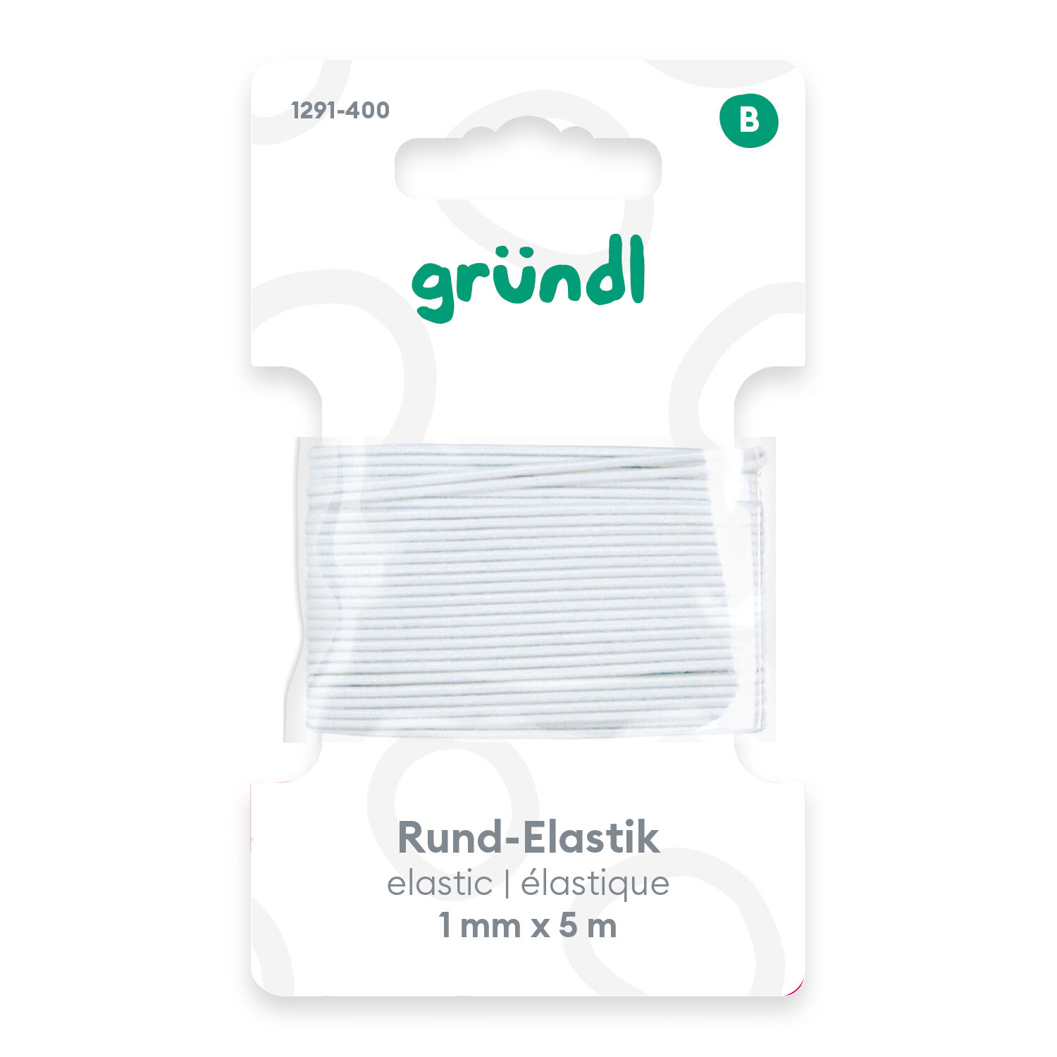 Rundelastic-Band, 1 mm breit, 5 m lang, wei�