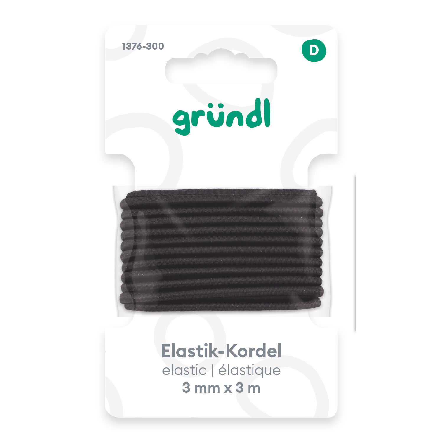 Super-Elastickordel 3 mm breit 3 m lang, schwarz