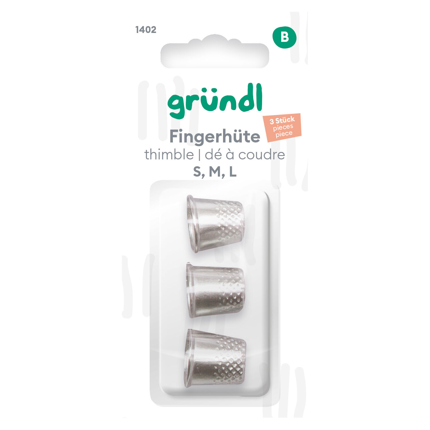 Fingerh�te aus Metall, 3 Stk, verschiedene Gr��en