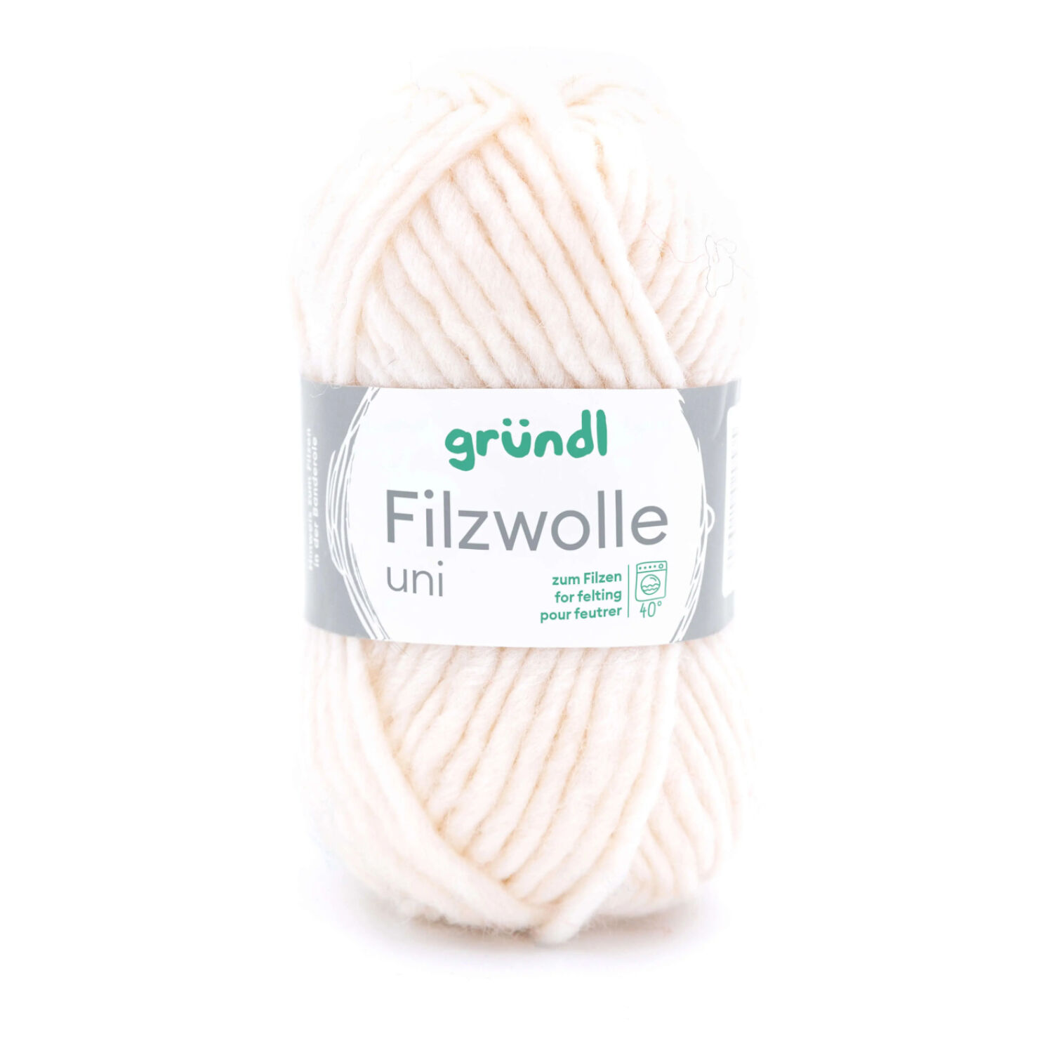 Filzwolle Uni, 100% Schurwolle, Oeko-Tex-Standard, 50g, 50m, Farbe 01, Wei�