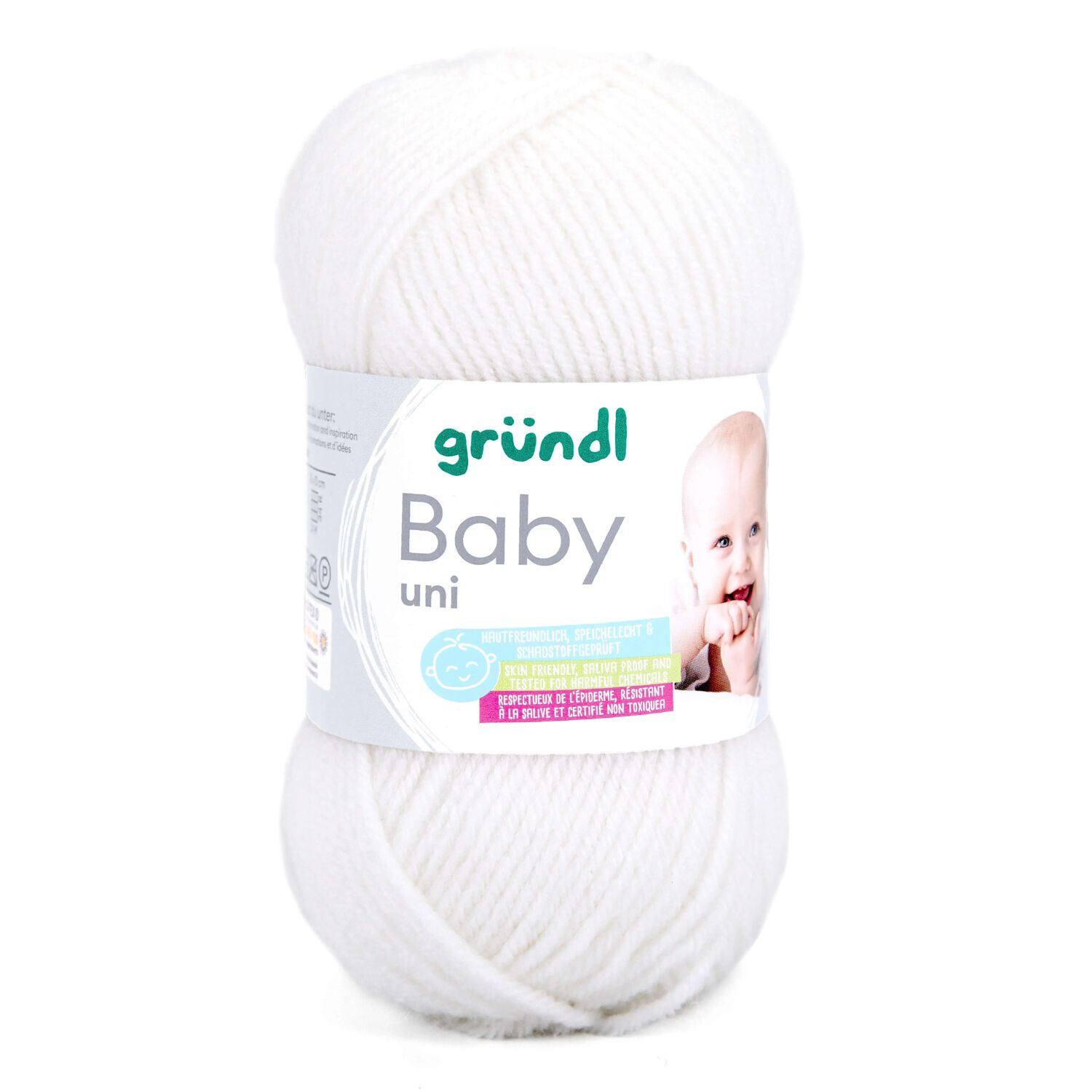 Strickgarn Baby uni, Oeko-Tex Standard, 50g, 150m, Farbe 01, wei�