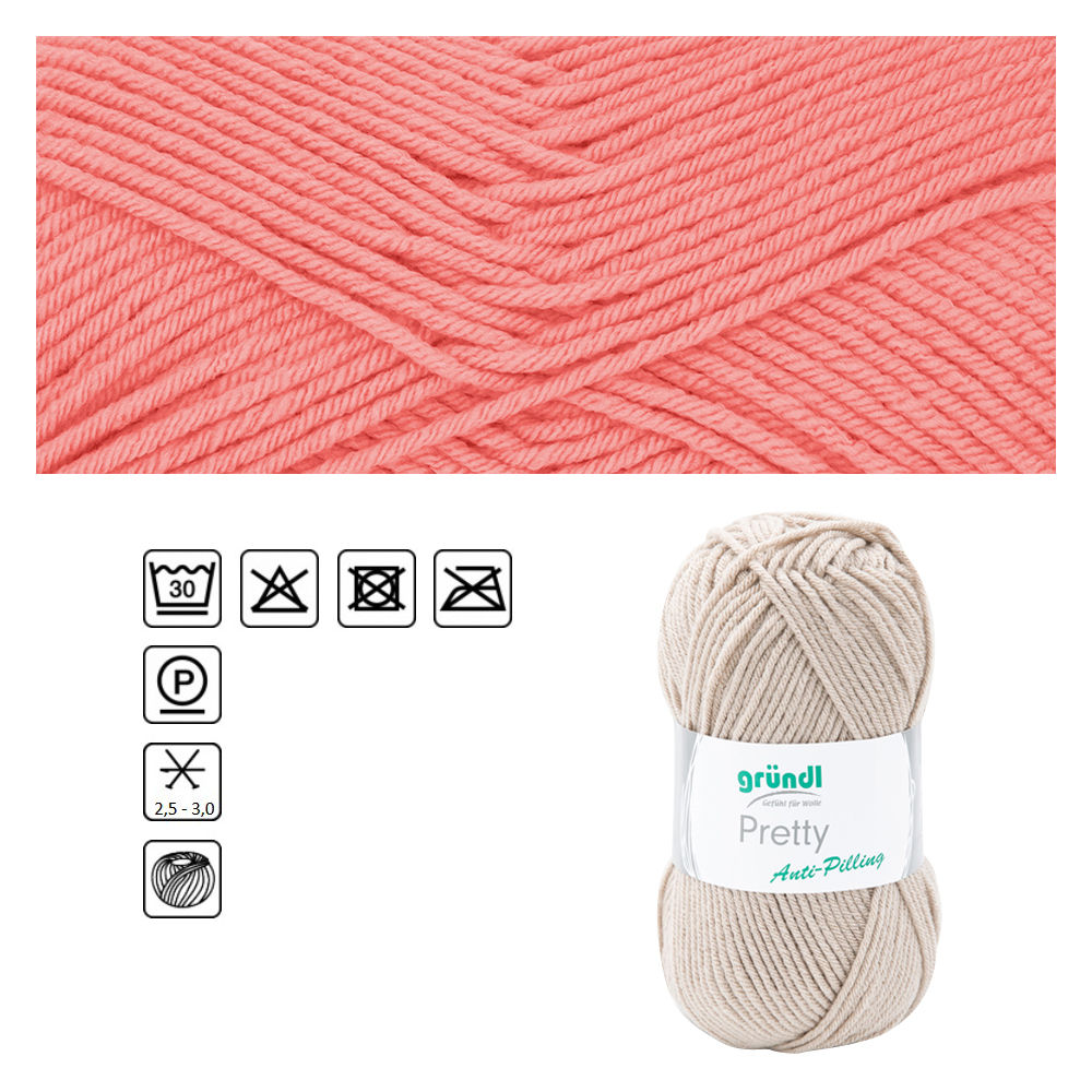 SALE Strickgarn Pretty, 100% Polyacryl, Oeko-Tex Standard, 100g, 166m, Farbe 03, Korall