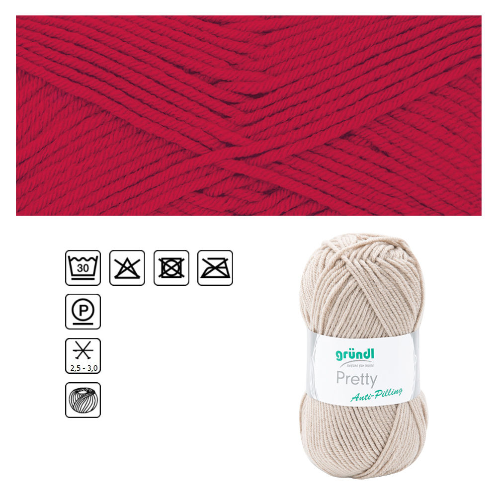 SALE Strickgarn Pretty, 100% Polyacryl, Oeko-Tex Standard, 100g, 166m, Farbe 12, Rot
