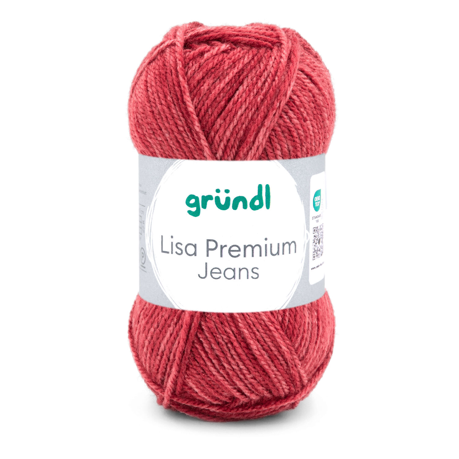 SALE Strickgarn Lisa Jeans, 100% Polyacryl, Oeko-Tex Standard, 50g, 133m, Farbe 03, orientrot meliert