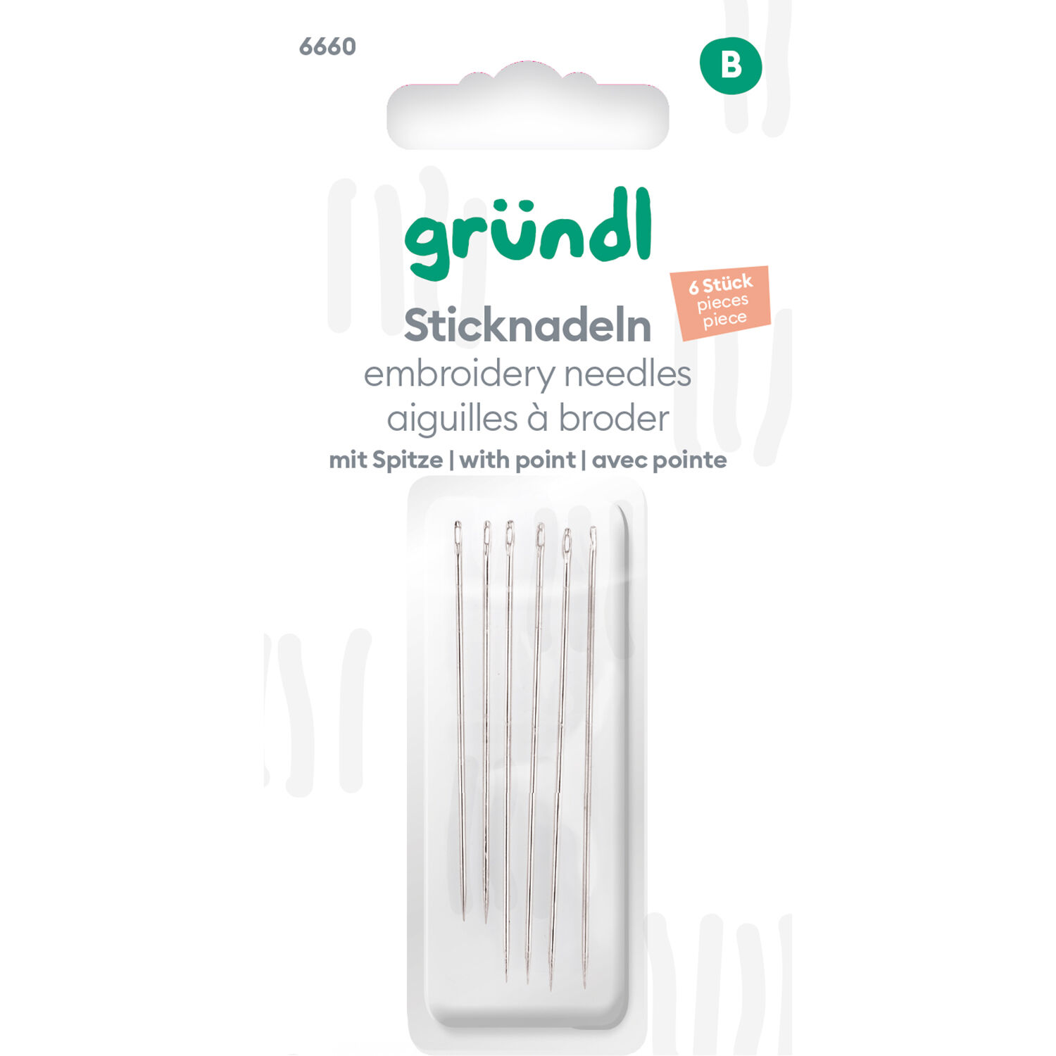Sticknadeln mit Spitze, 6 St�ck