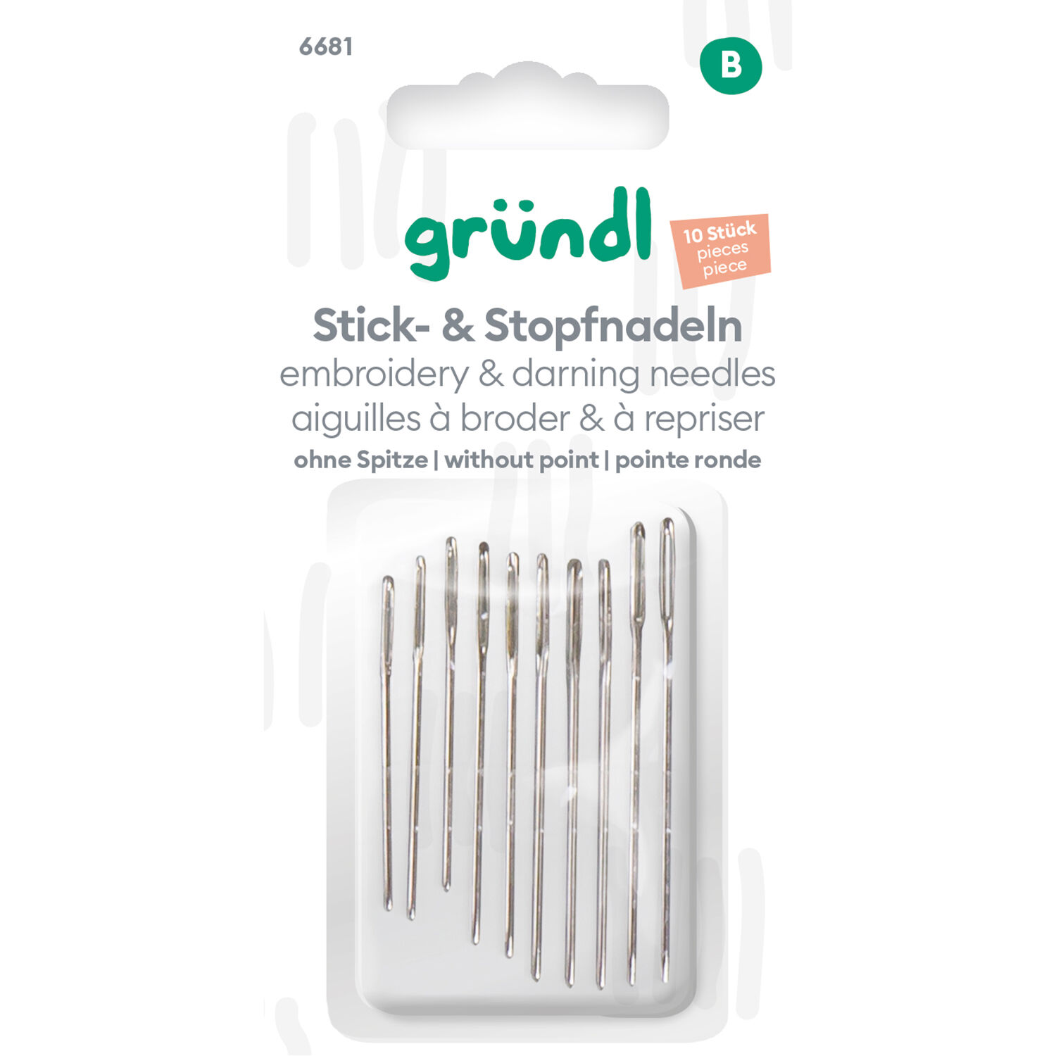 Stick- und Stopfnadeln ohne Spitze, 10 St�ck