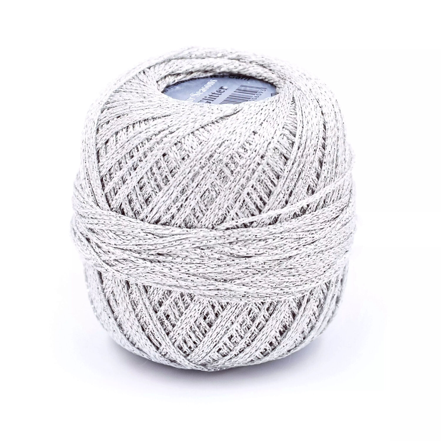 H�kel- und Strickgarn Glitter uni, 90,5 % Viskose und 9,5 % Polyester, 25g, 110m, Farbe 8202, Silber