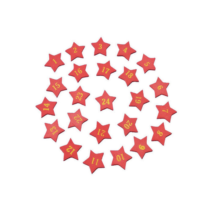 SALE Streusterne Zahlen 1-24, rot, ca. 2,5 cm