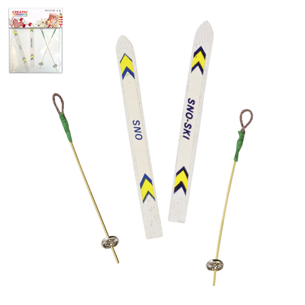 Hobbyfun Mini-Skier mit St�cken ca. 10cm, wei�