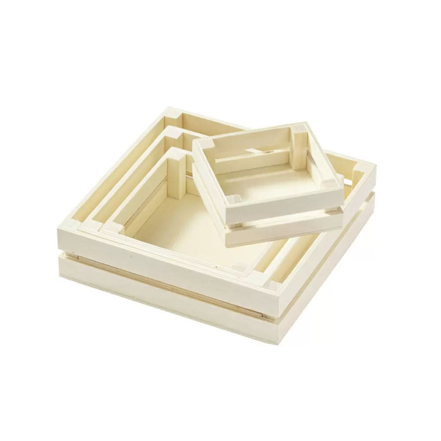 Holzkisten-Set, 4 St�ck, 5/8/10/12 x 3cm