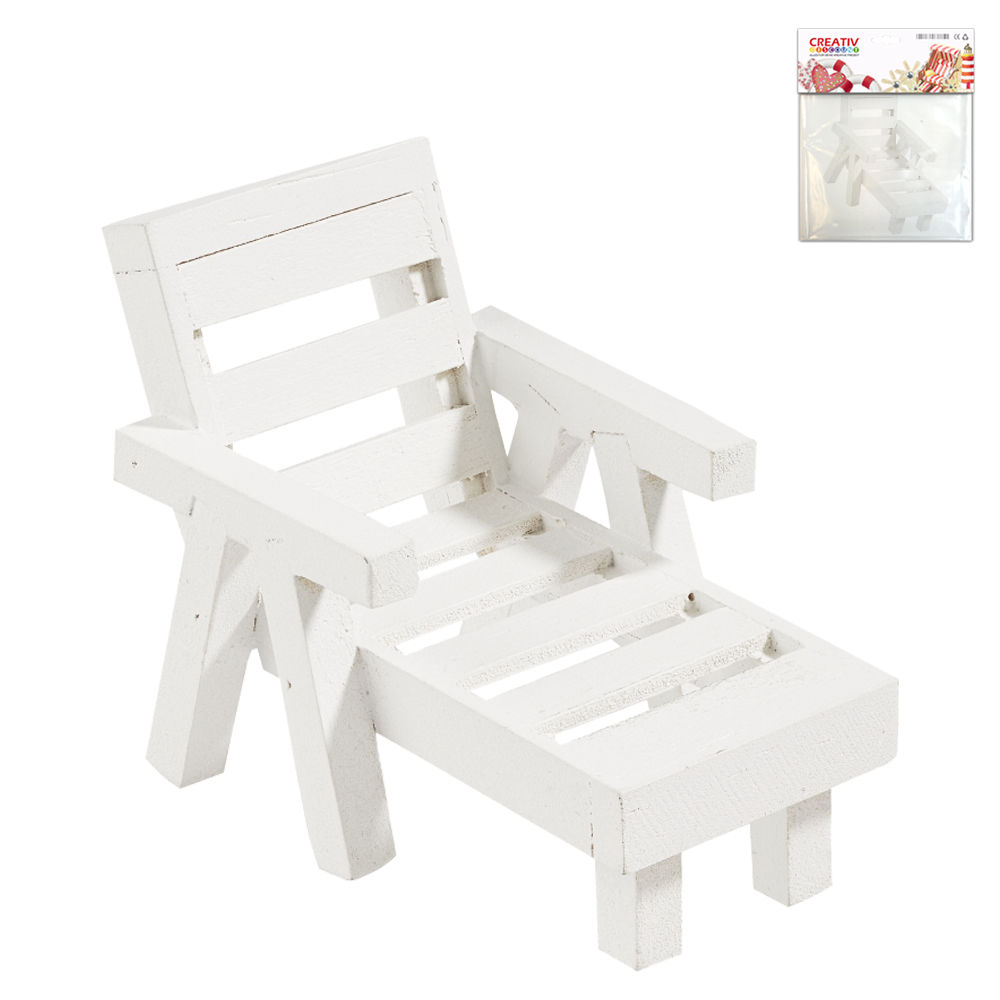 Hobbyfun Mini Liege wei�, aus Holz, 8x5x5,5cm