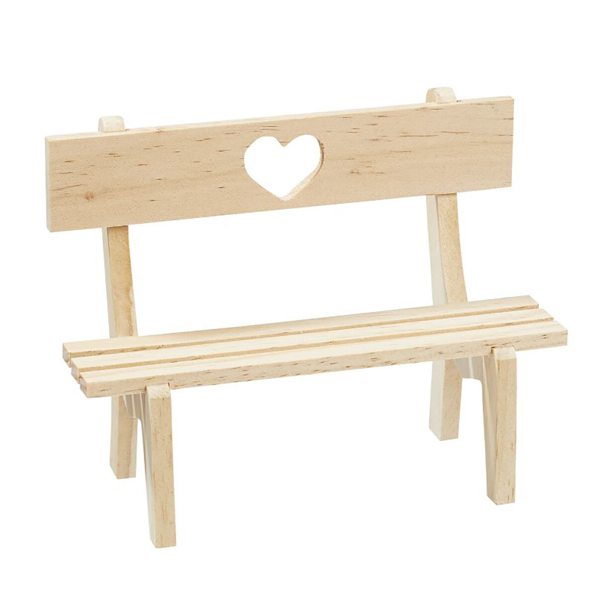 NEU Miniatur-Holzbank mit Herz, Gr��e 13 x 6 x 8,5 cm, natur