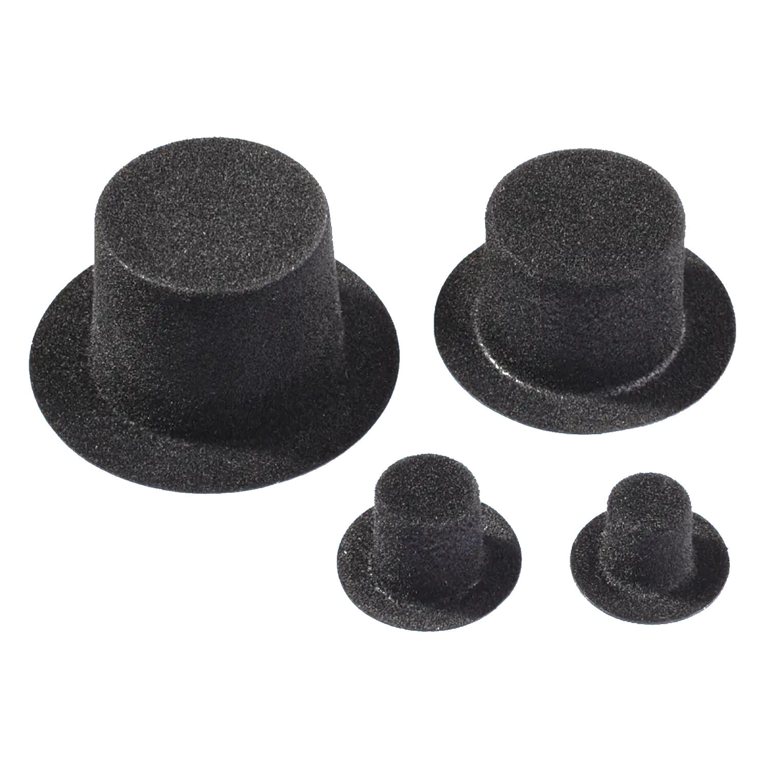 NEU Miniatur-Zylinder, schwarz, beflockt, Gr��e 26 mm, Beutel mit 6 St�ck
