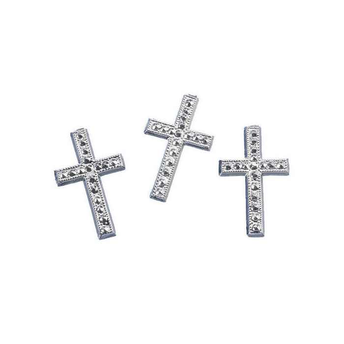 SALE Streuteile: Kreuz, silber, ca. 3 cm, 6 St�ck