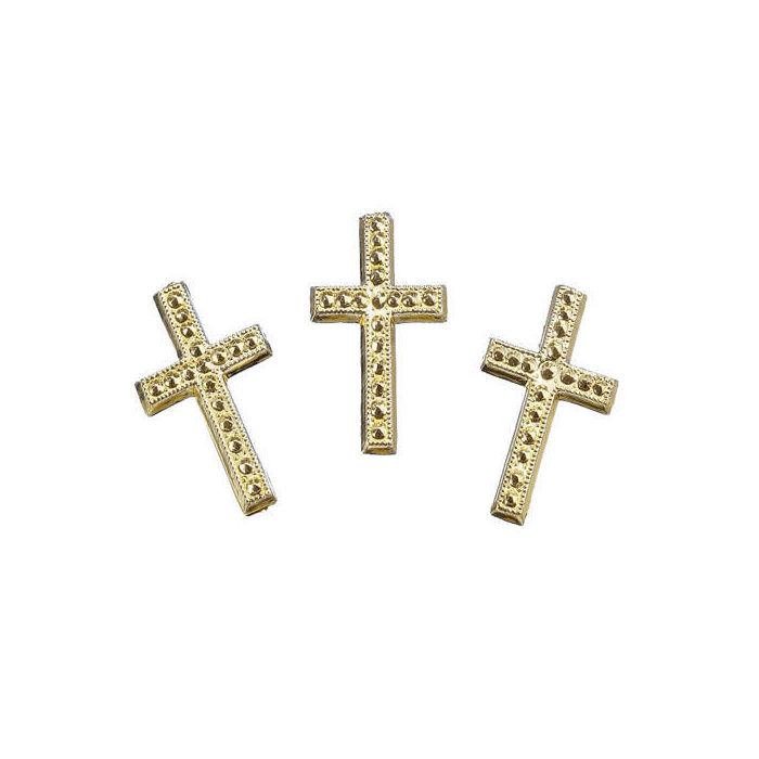 SALE Streuteile: Kreuz, gold, ca. 3 cm, 6 St�ck