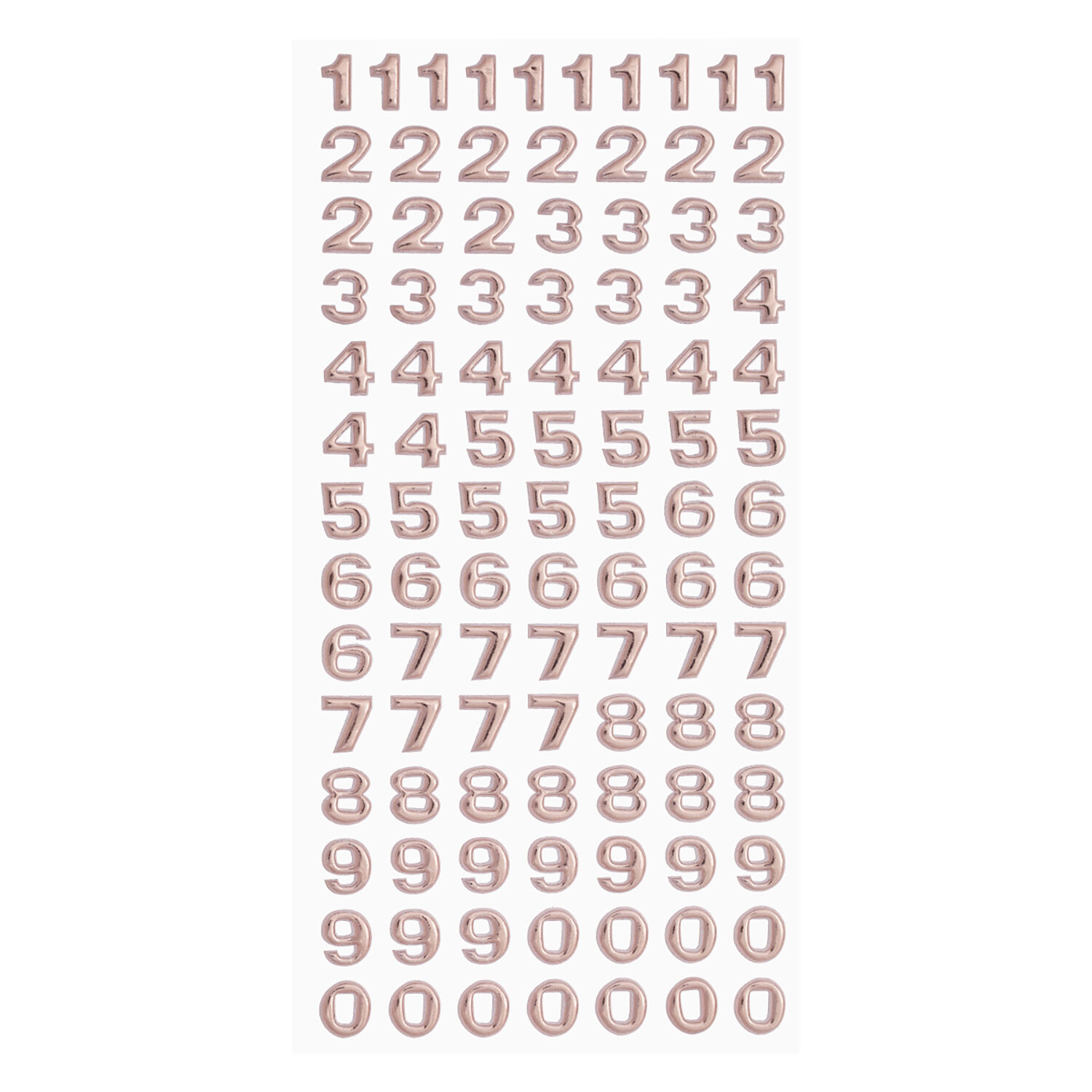 NEU SOFTY 3-D Sticker / Aufkleber, Zahlen, ros�-gold, 1 Bogen