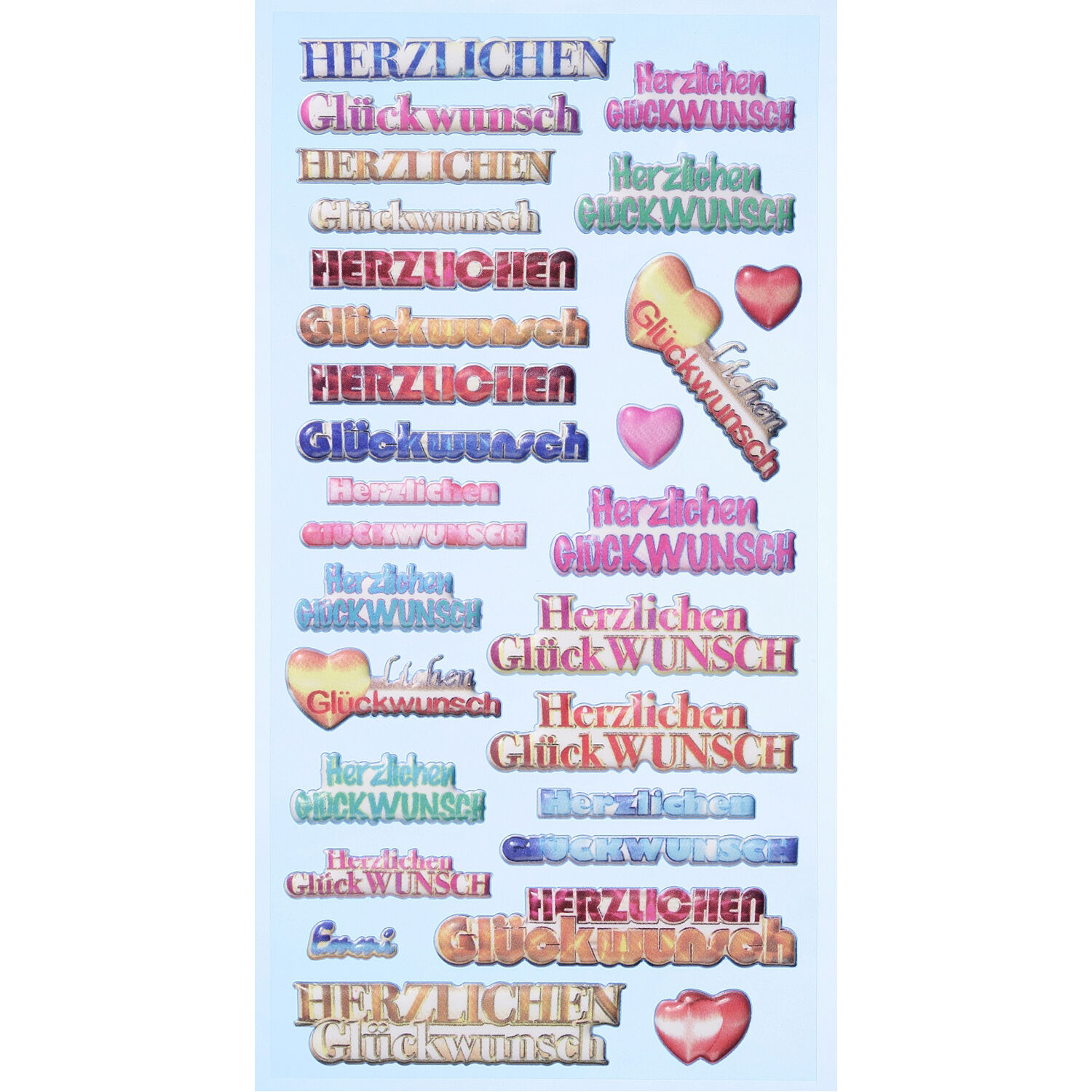 NEU SOFTY 3-D Sticker / Aufkleber, Herzlichen Gl�ckwunsch, 1 Bogen