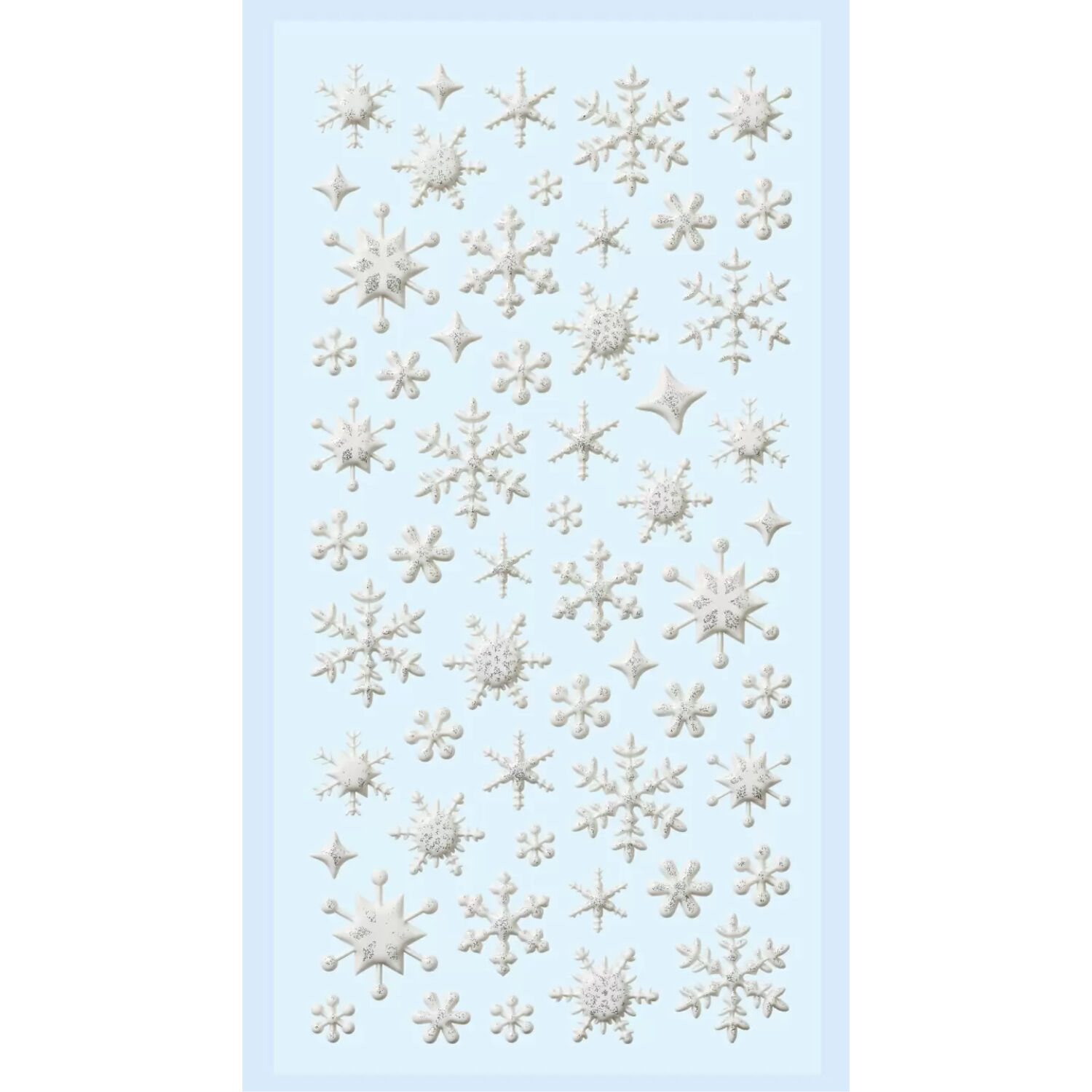 NEU SOFTY 3-D Sticker / Aufkleber, Eiskristall / Schneeflocke, silber, 1 Bogen