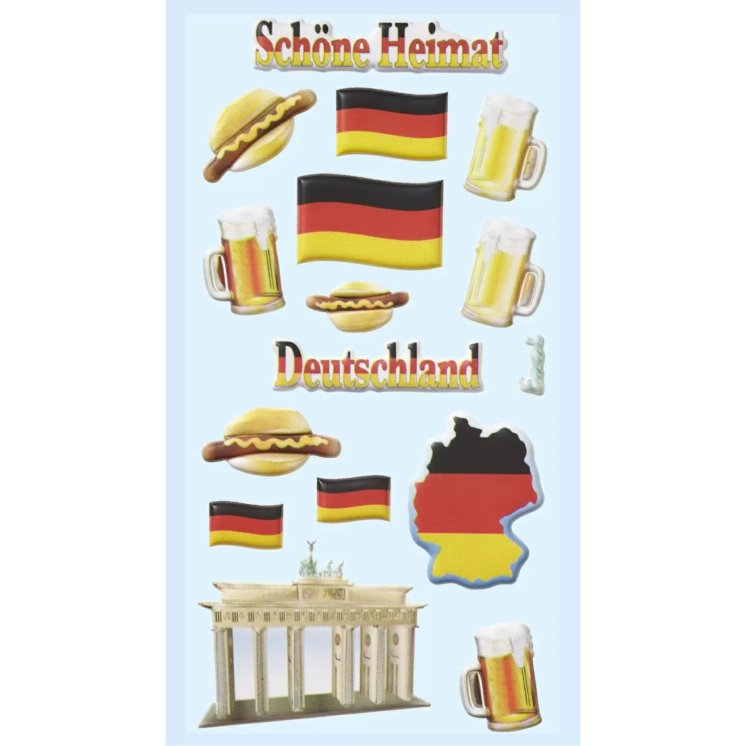 NEU SOFTY 3-D Sticker / Aufkleber, Deutschland, 1 Bogen