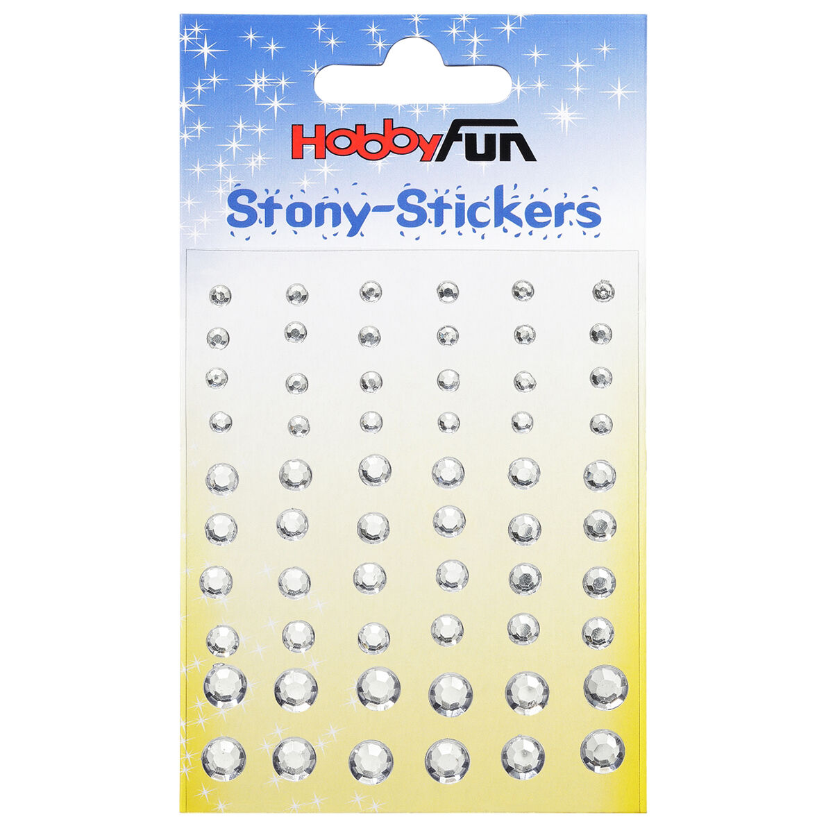 NEU STONY-Sticker rund, 3 Gr��en sortiert, 60 St�ck, kristallfarben