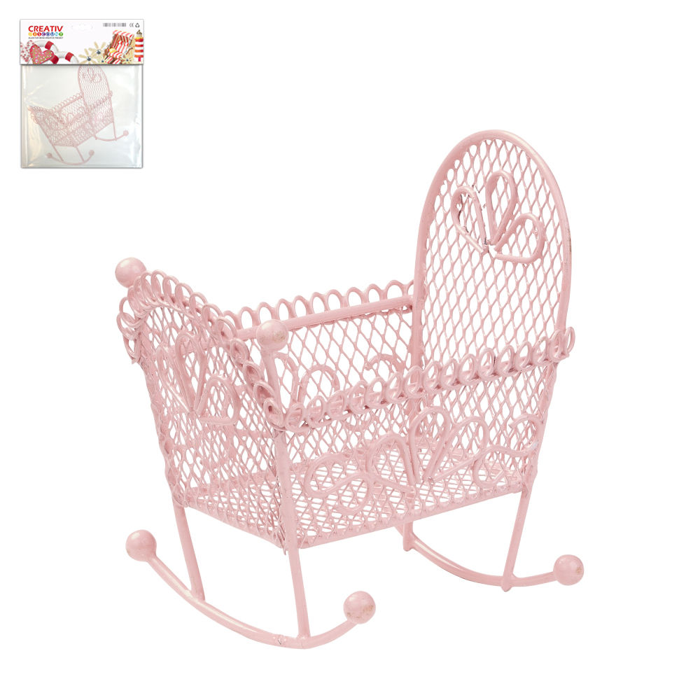 SALE Hobbyfun Miniatur-Wiege, ca. 9 cm, Rosa