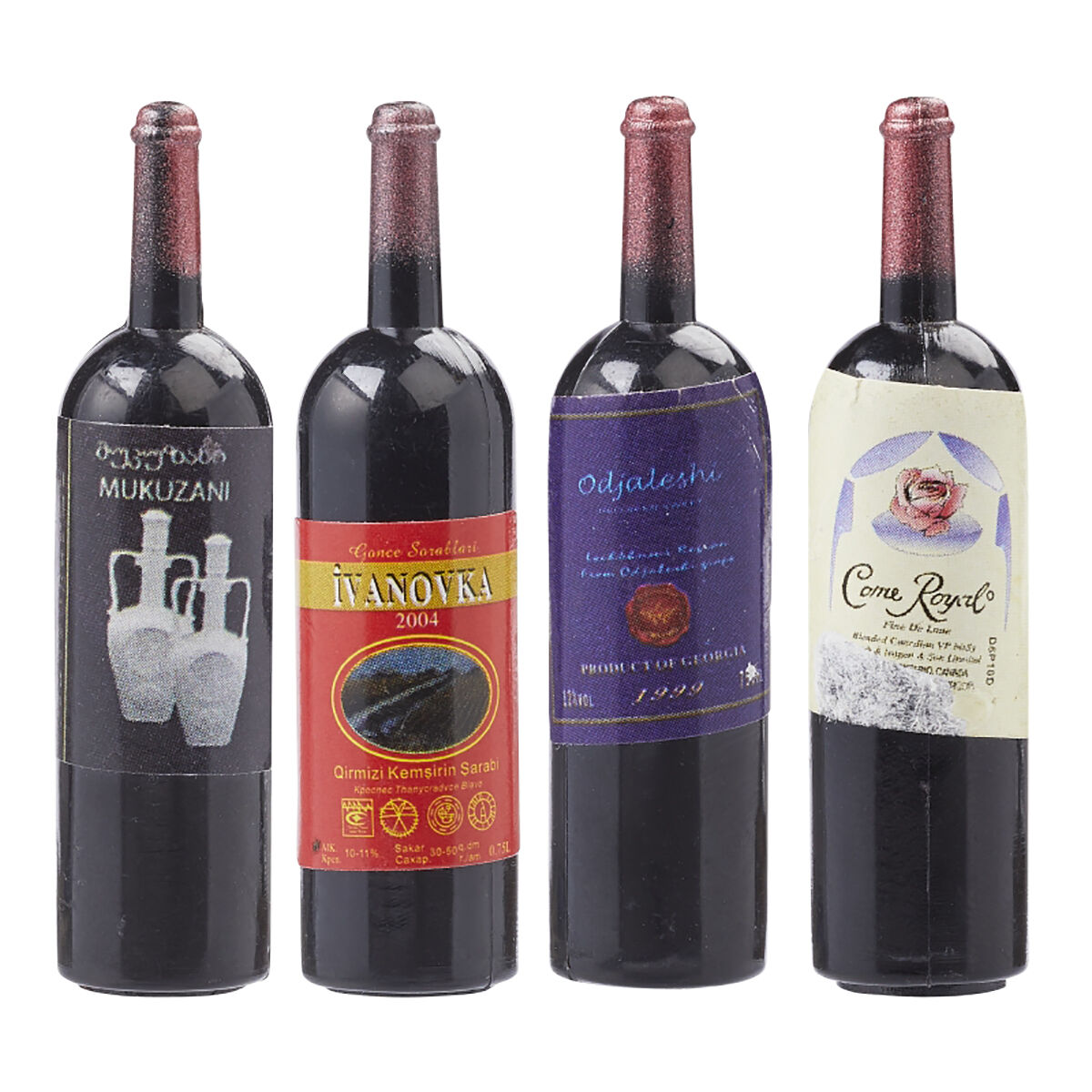 NEU Miniatur-Wein-Flaschen, Gr��e ca. 4,5 cm, Beutel mit 4 St�ck sortiert